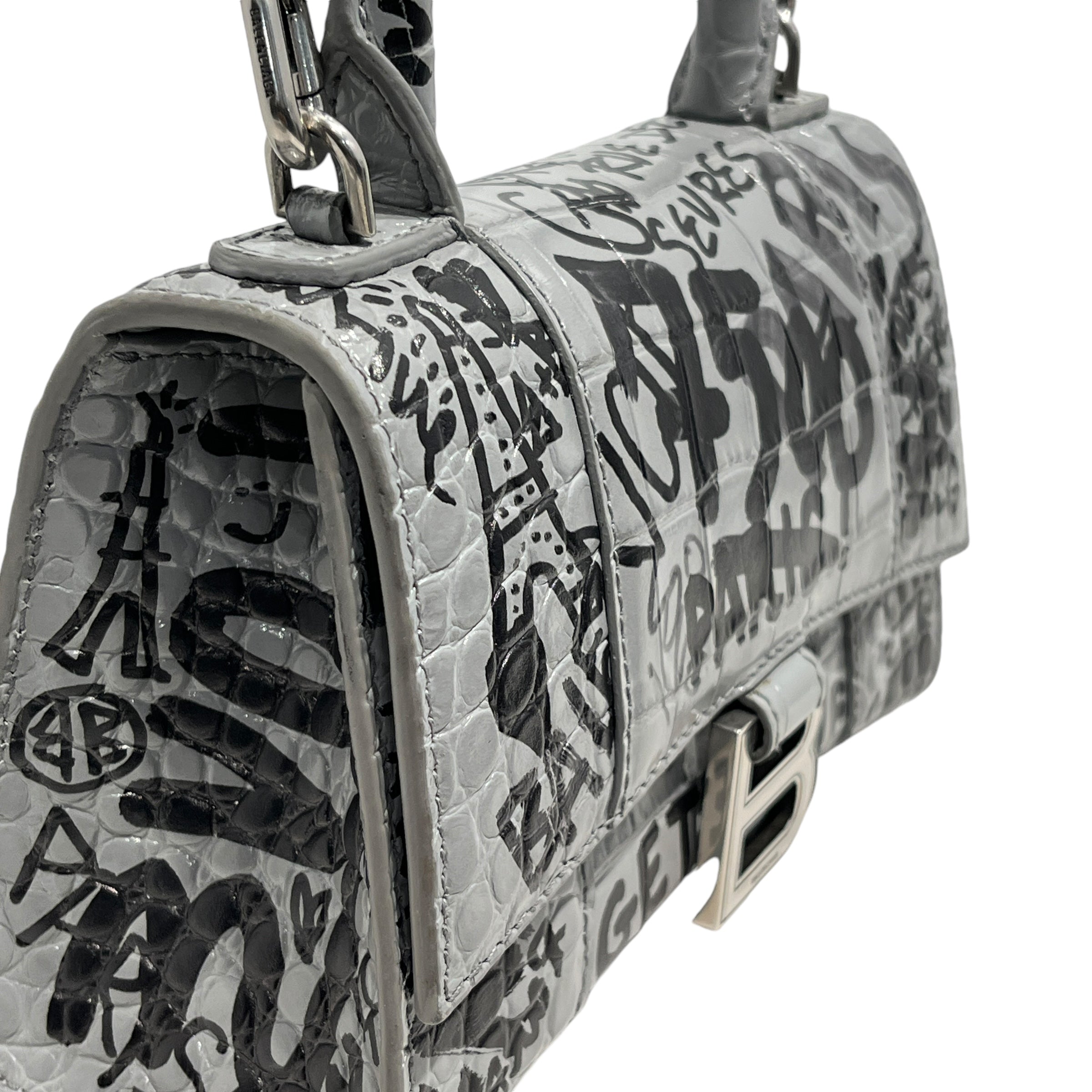 BALENCIAGA/Hand Bag/All Over Print/Leather/GRY/GRAFITTI HOURGLASS view 5