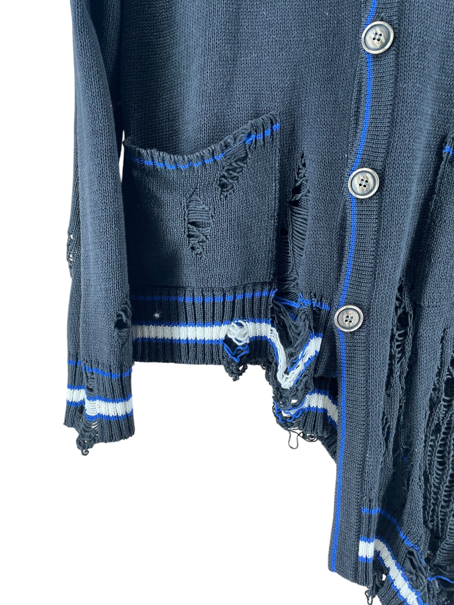 MIHARA YASUHIRO/Cardigan/L/Cotton/BLK/81523535 Distressed Cardigan view 5