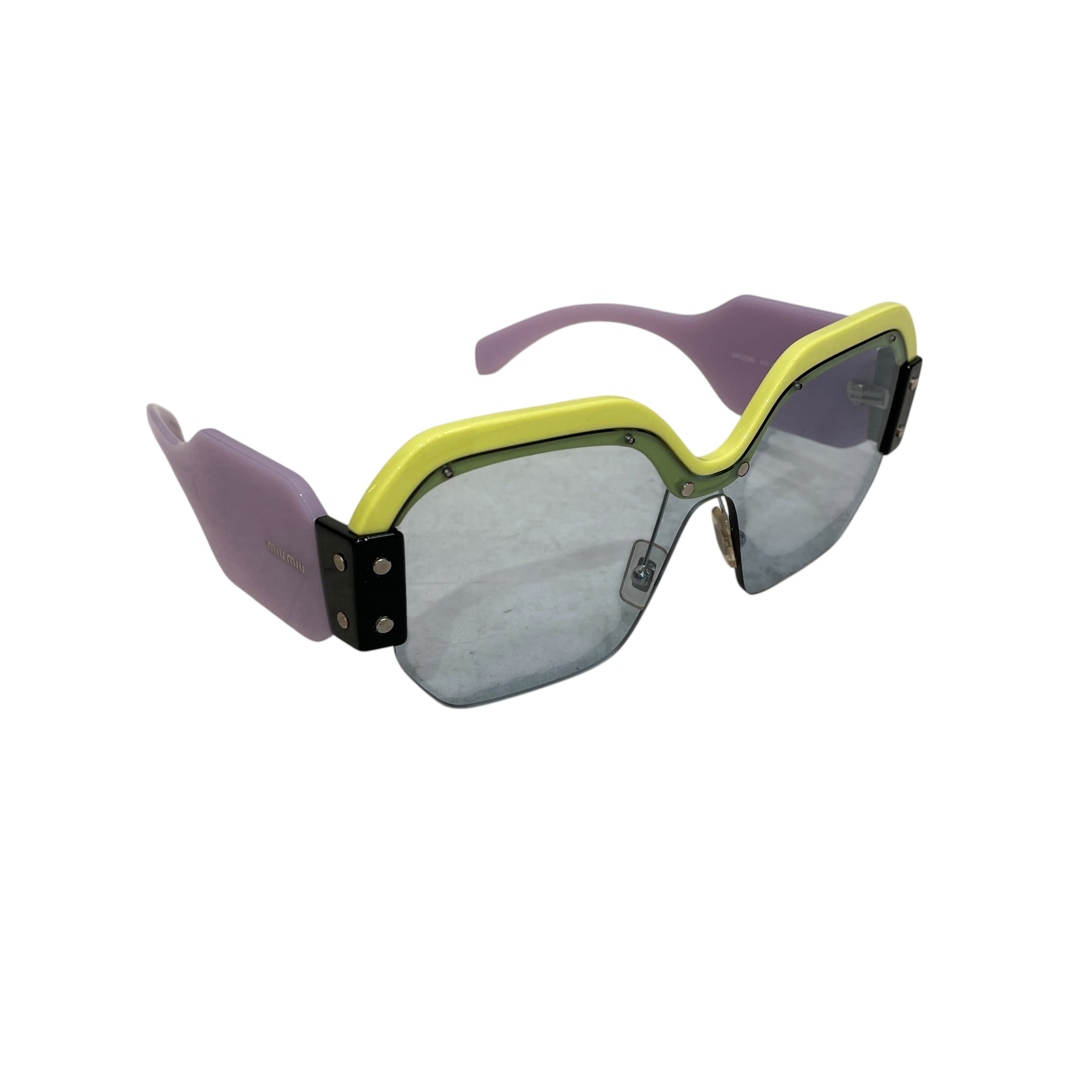 MIU MIU/Sunglasses/Border/Plastic/YEL/Rimless/L's/MIU MIU PRP YLW OVERSIZED GLAS view 2