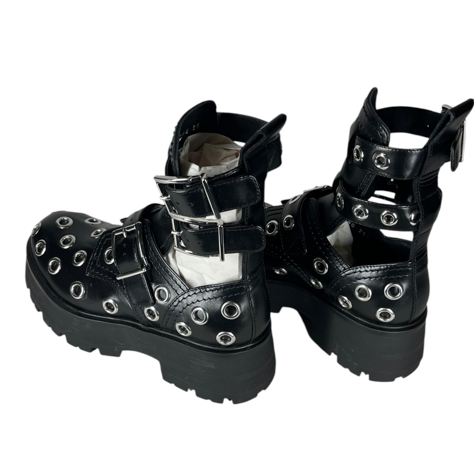 Alexander McQueen/Boots/EU 35/Leather/BLK/GROMMET BUCKLE BOOT view 2