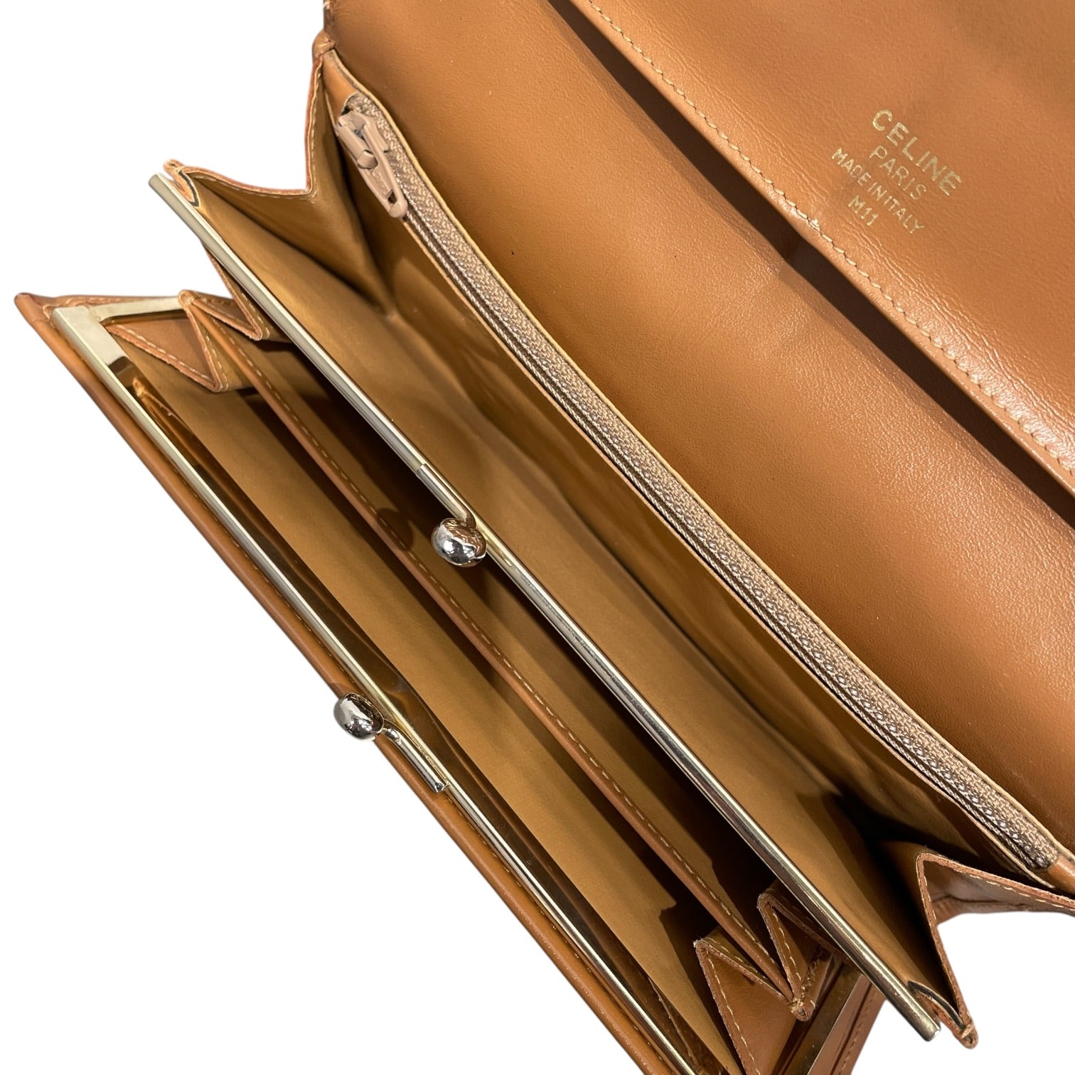 CELINE/Trifold Wallet/Monogram/Leather/KHK/Vintage Macadam Long Wallet view 4