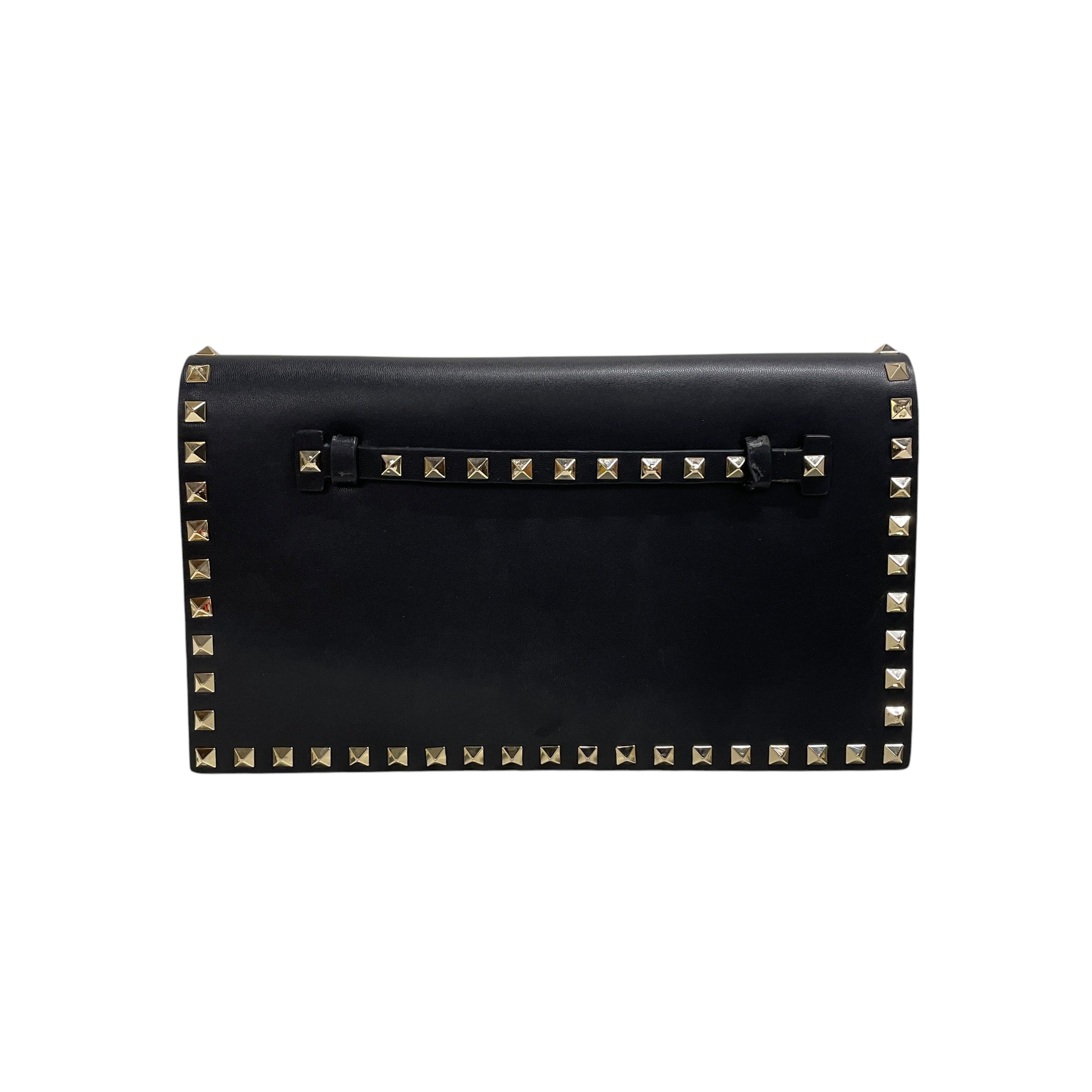 VALENTINO/Pouch/Leather/BLK/studded clutch view 2