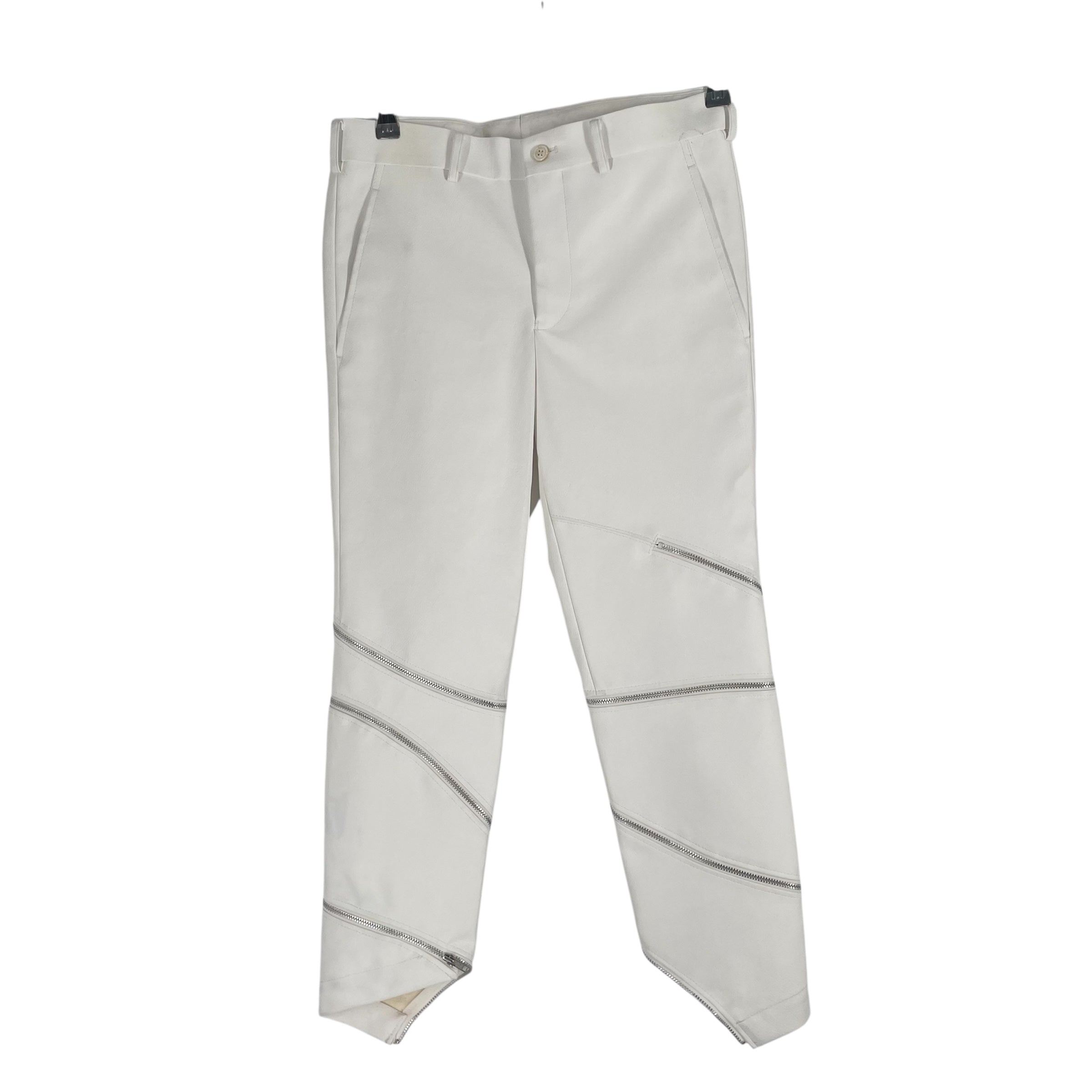 COMME des GARCONS/Pants/XS/Faux Leather/WHT/SILVER ZIPPERS GOING DOWN view 1
