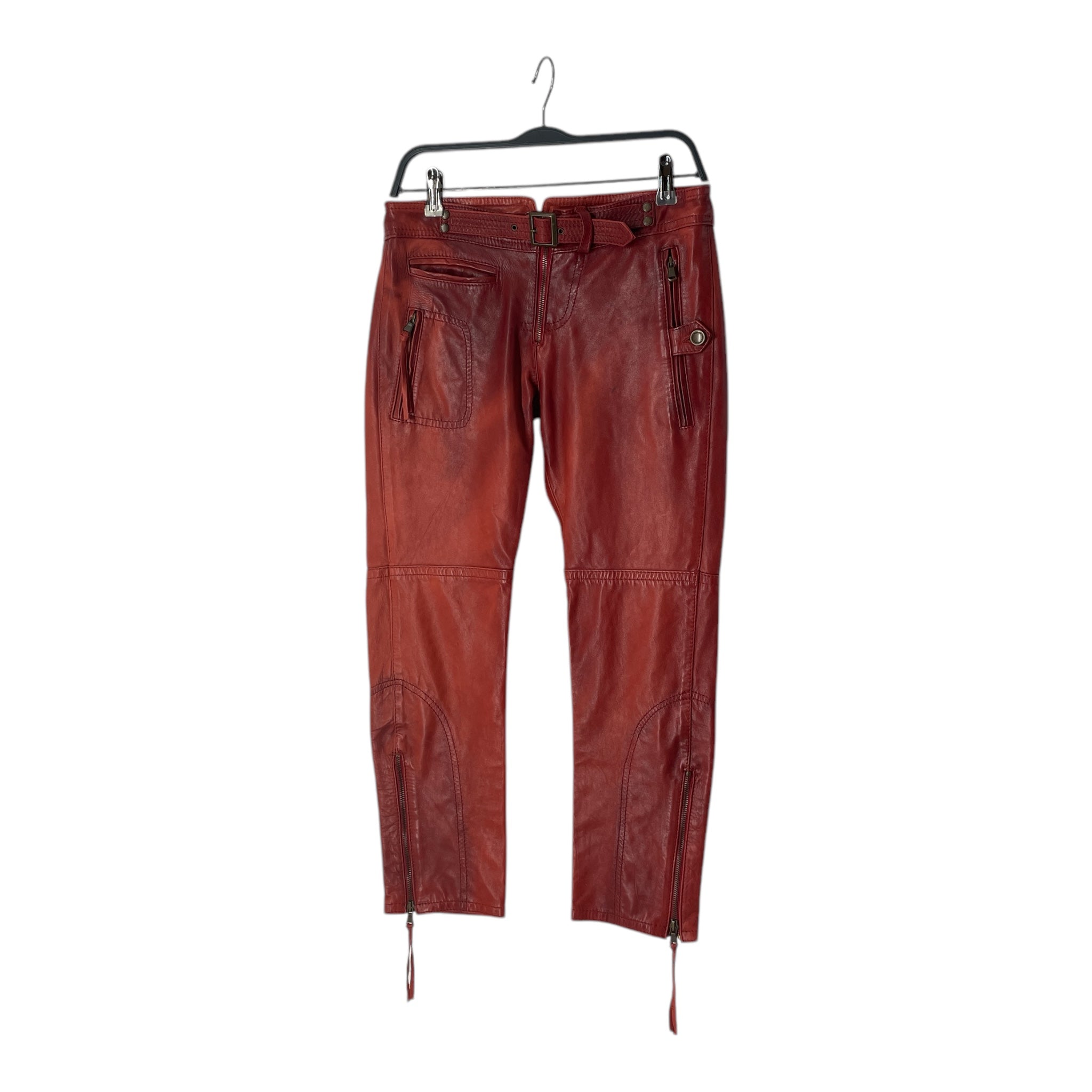 PATRIZIA PEPE/Bottoms/40/Leather/RED/BIKER PANTS W/ BELT view 1