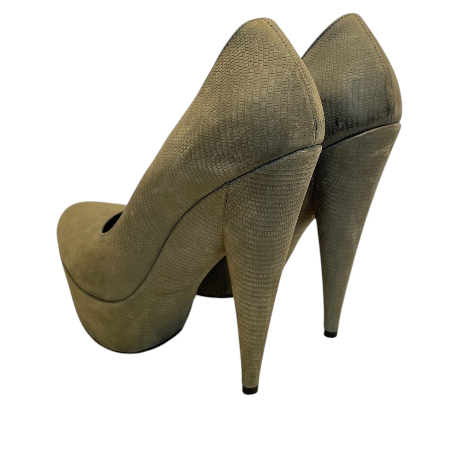 SAINT LAURENT/Heels/EU 39/Suede/GRY/Platform/TEXTURED GREY/SILVR LOGO view 2
