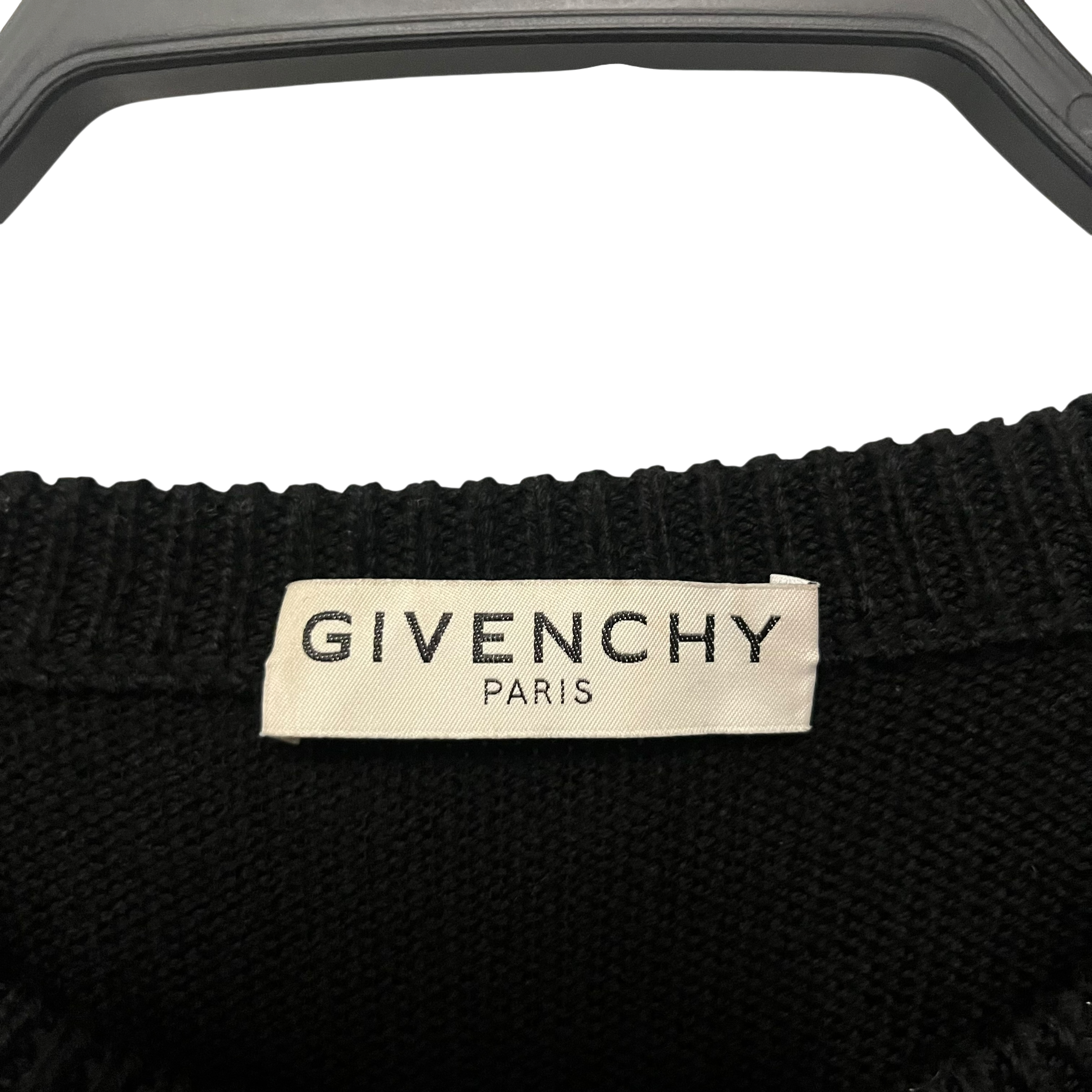 GIVENCHY/Heavy Sweater/L/Stripe/Wool/BLK/intarsia logo view 4