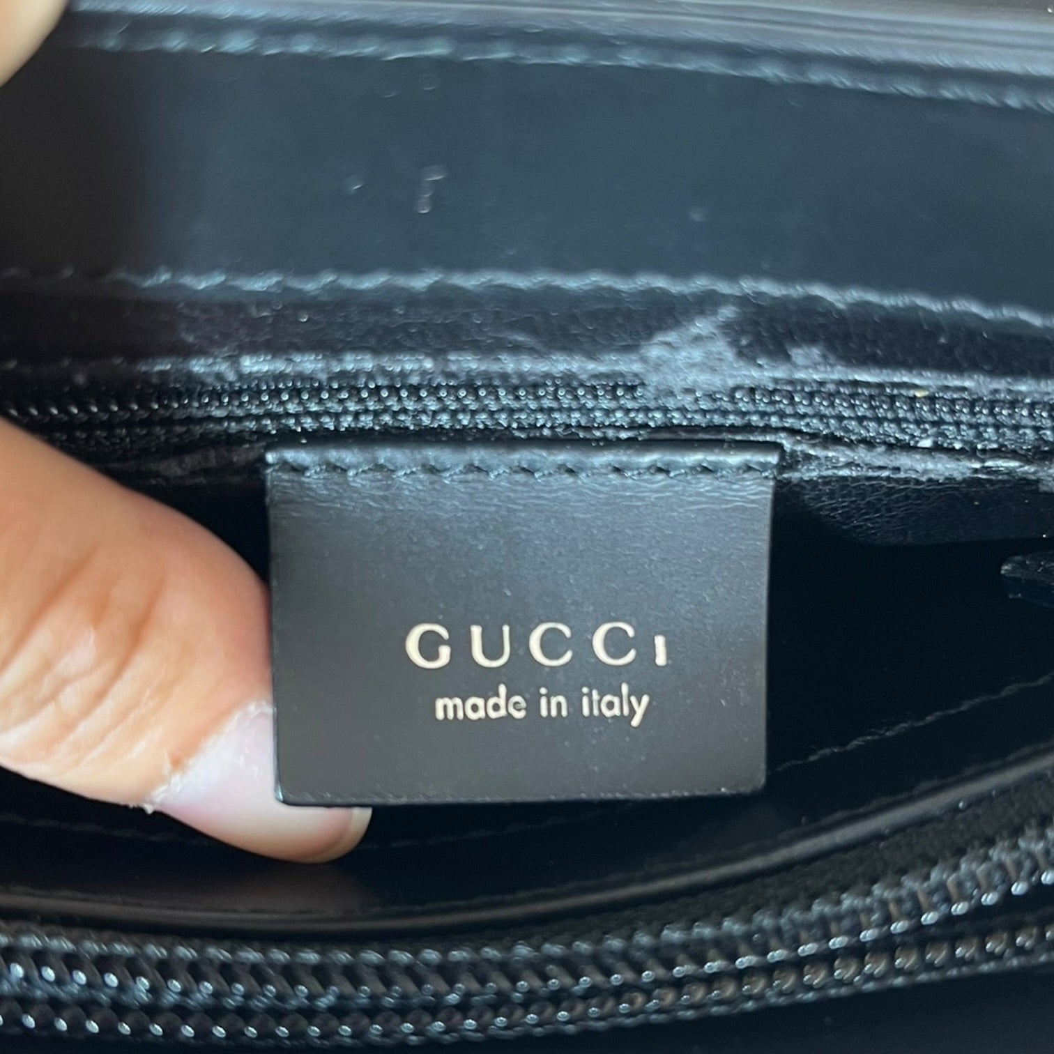GUCCI/Hand Bag/Leather/BLK/Front flap medium view 8