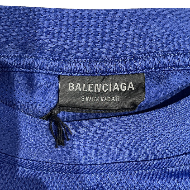 BALENCIAGA/T-Shirt/S/Nylon/BLU/Graphic/ACTION LOGO MESH JERSEY