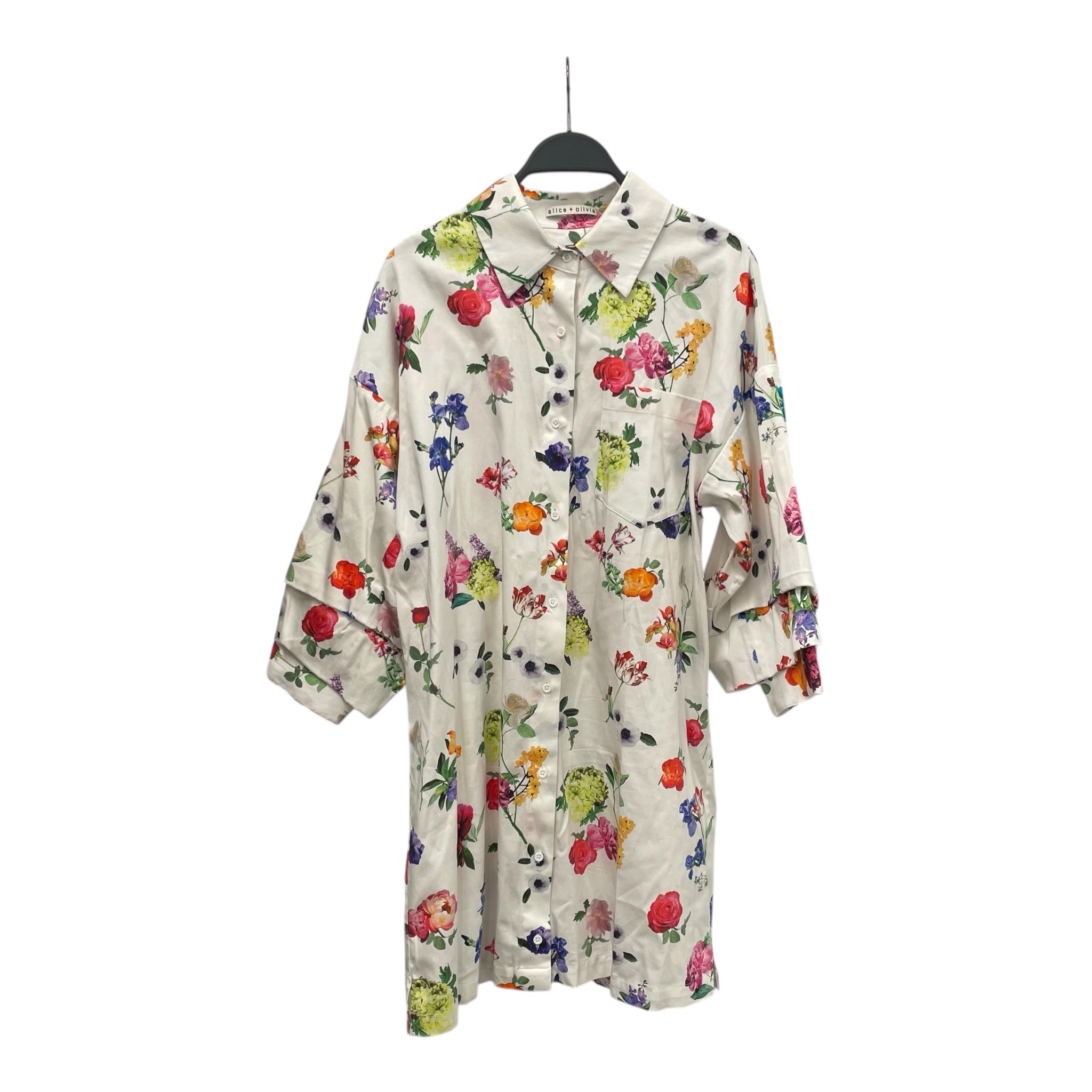 Alice and Olivia/SS Dress/S/Floral Pattern/Cotton/WHT/ view 1