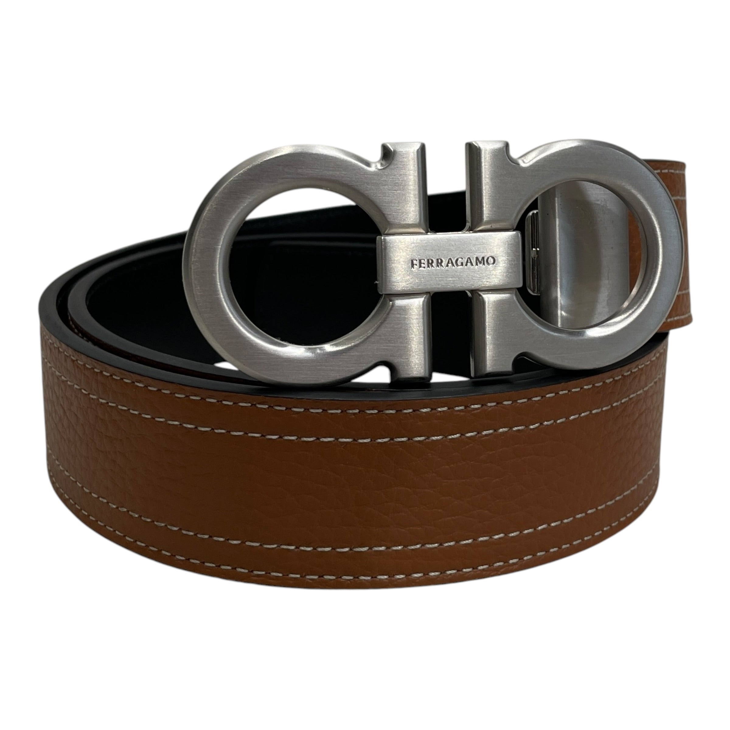 Salvatore Ferragamo ブラウン ベルト Salvatore Ferragamo/Belt/Leather/BRW/M's/GANCINI REVERSIBLE BELT
