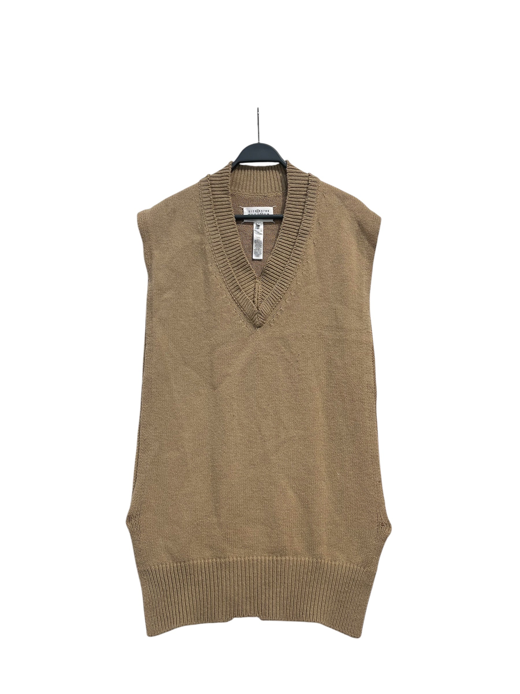 Maison Margiela/HeavyKnit Vest/M/Wool/BEG/OPEN SIDE 2 COLLAR view 1