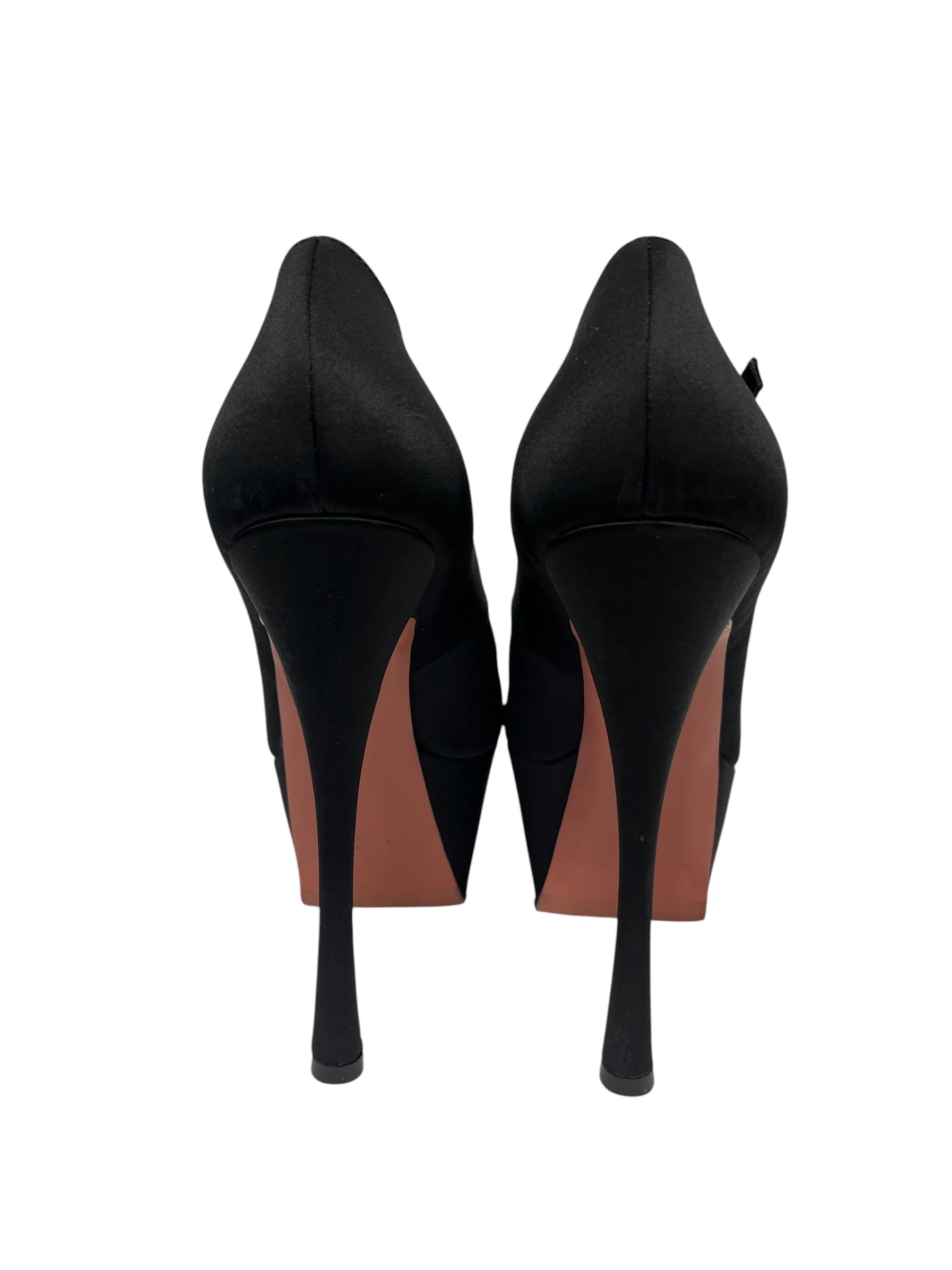 AMINA MUADDI/Heels/EU 38.5/BLK/Yigit Satin Platform Pumps view 4