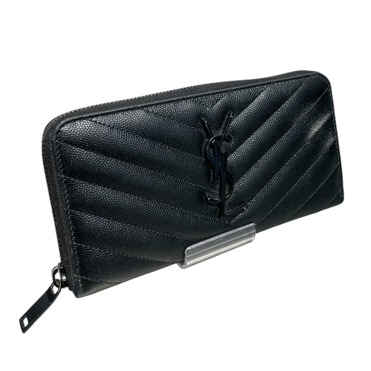 SAINT LAURENT/Long Wallet/Stripe/Leather/BLK/L's/ view 1