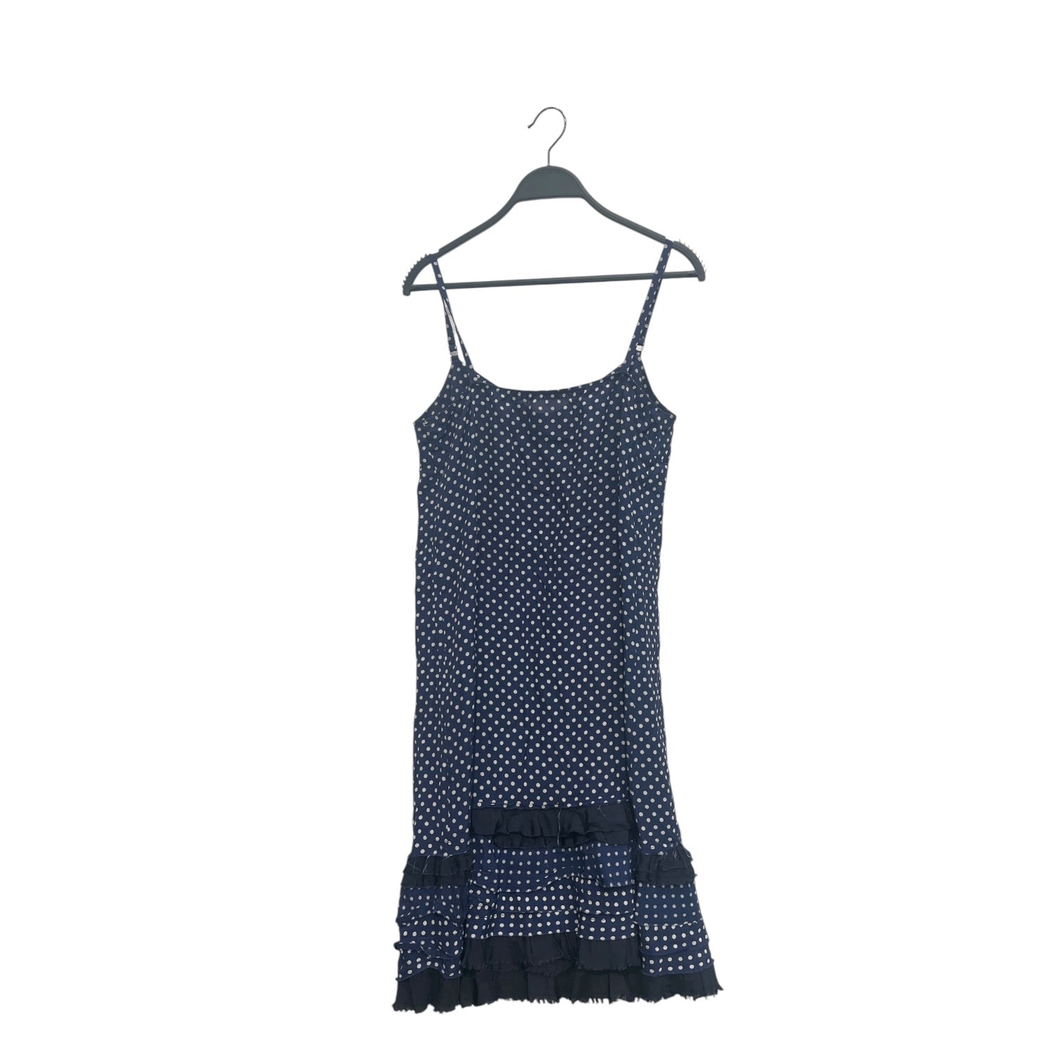 tricot COMME des GARCONS/Camisole Dress/M/Polka dot/Cotton/NVY/Midi Length/RAW EDGE RUFFLES view 2