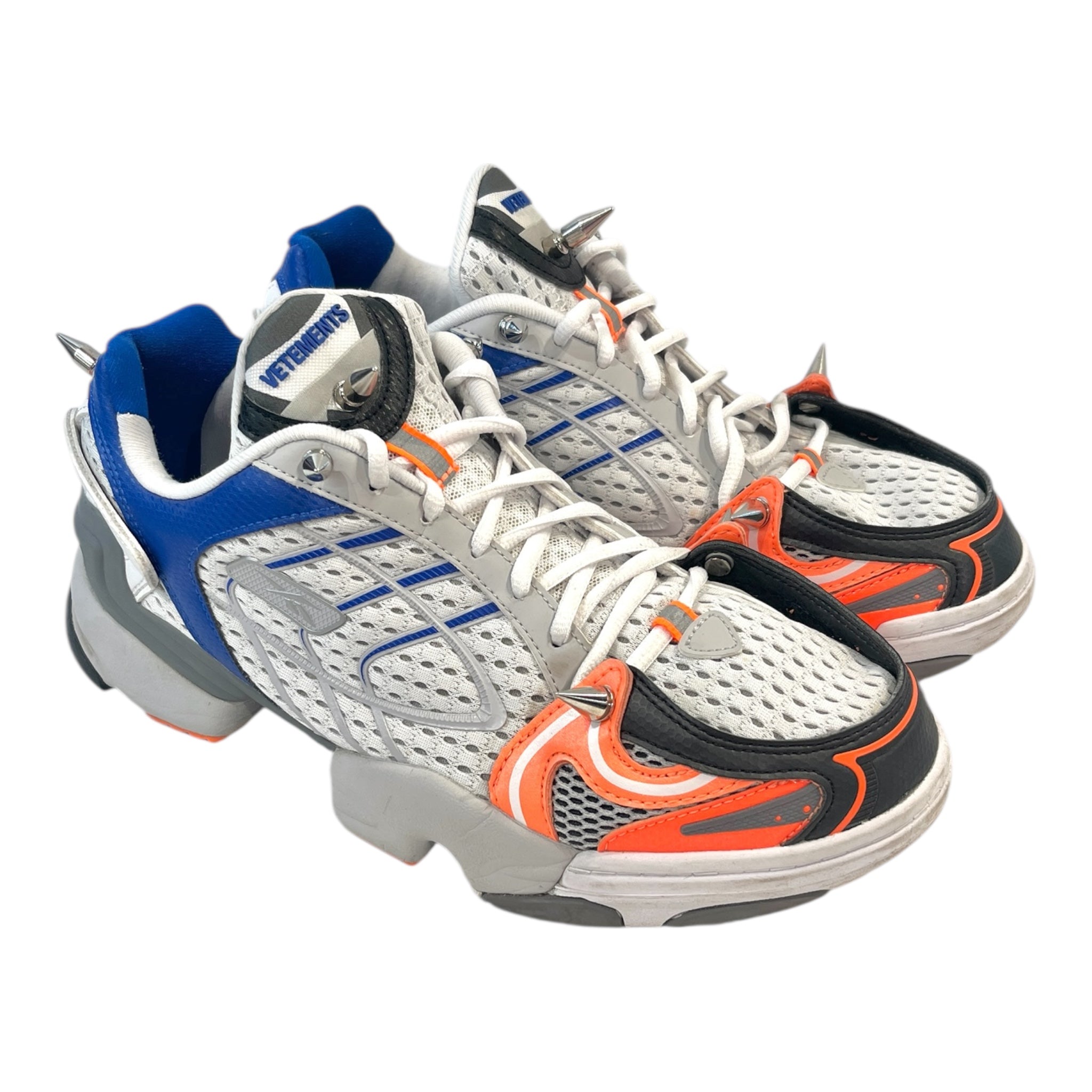 VETEMENTS/Reebok/Low-Sneakers/US 9/BLU/Blue, Orange & Spikes view 1