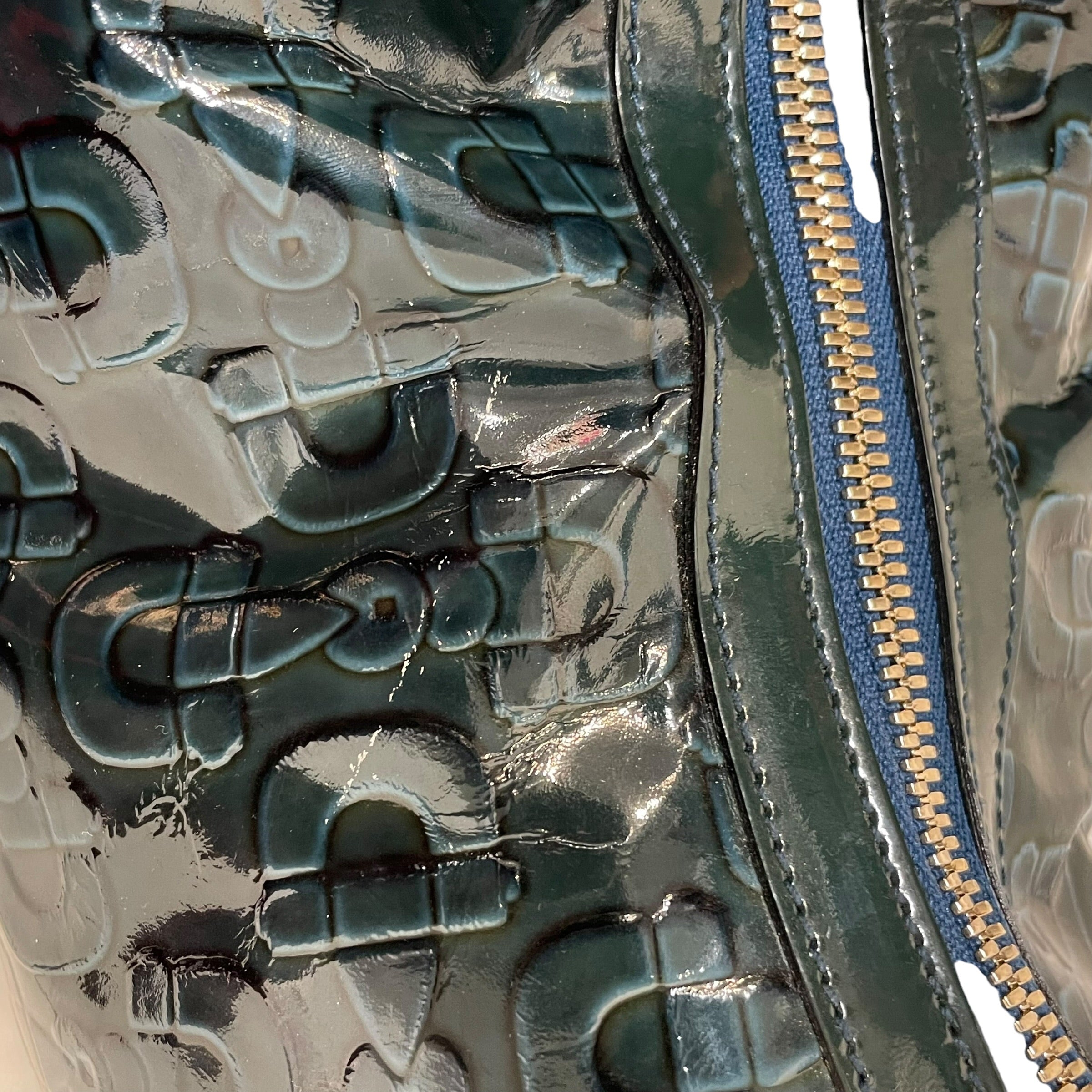 GUCCI/Hand Bag/All Over Print/Leather/BLU/patent leather horsebit glam view 7