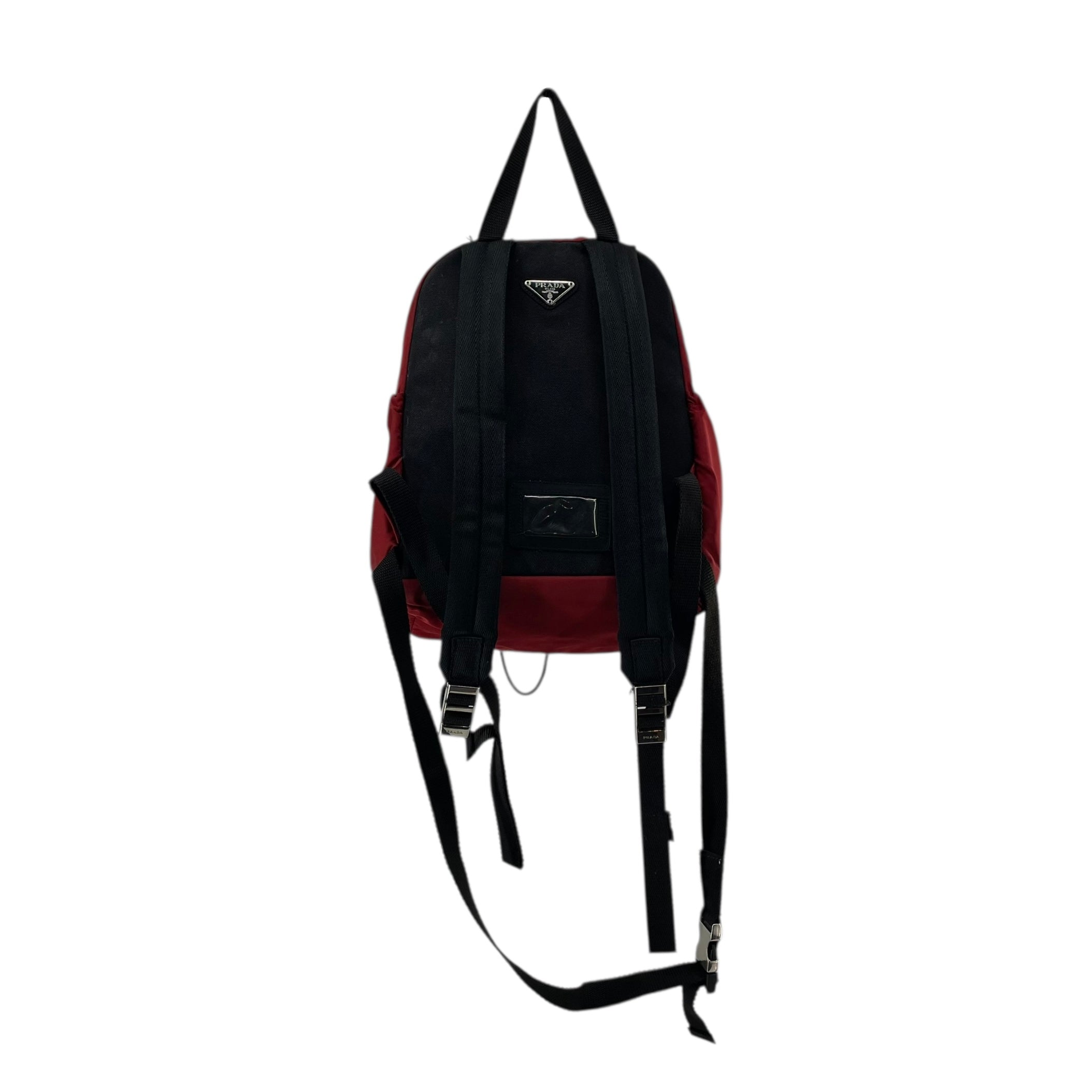 PRADA/Backpack/Nylon/RED/SLV PULL TAB view 3