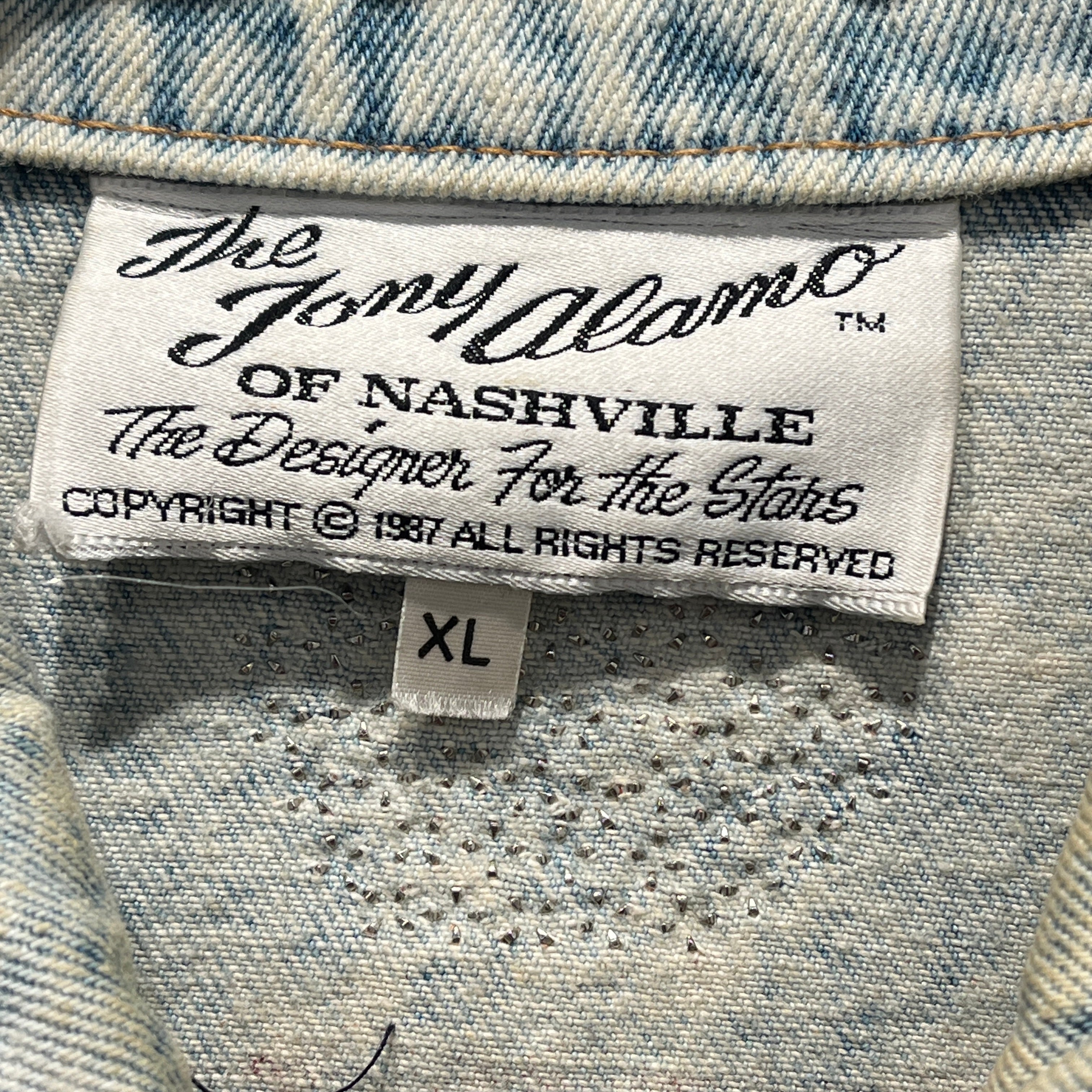 THE TONY ALAMO OF NASHVILLE/Jacket/XL/Denim/MLT/All Over Print/NEW YORK 1987 CUSTOM stain view 3
