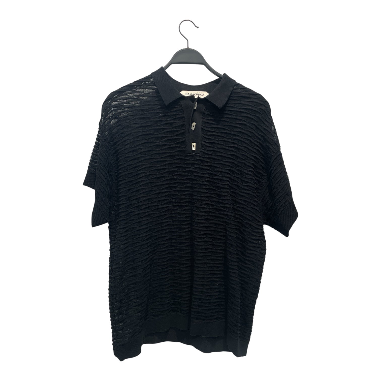 NAMACHEKO/Polo Shirt/M/Cotton/BLK/Textured view 1