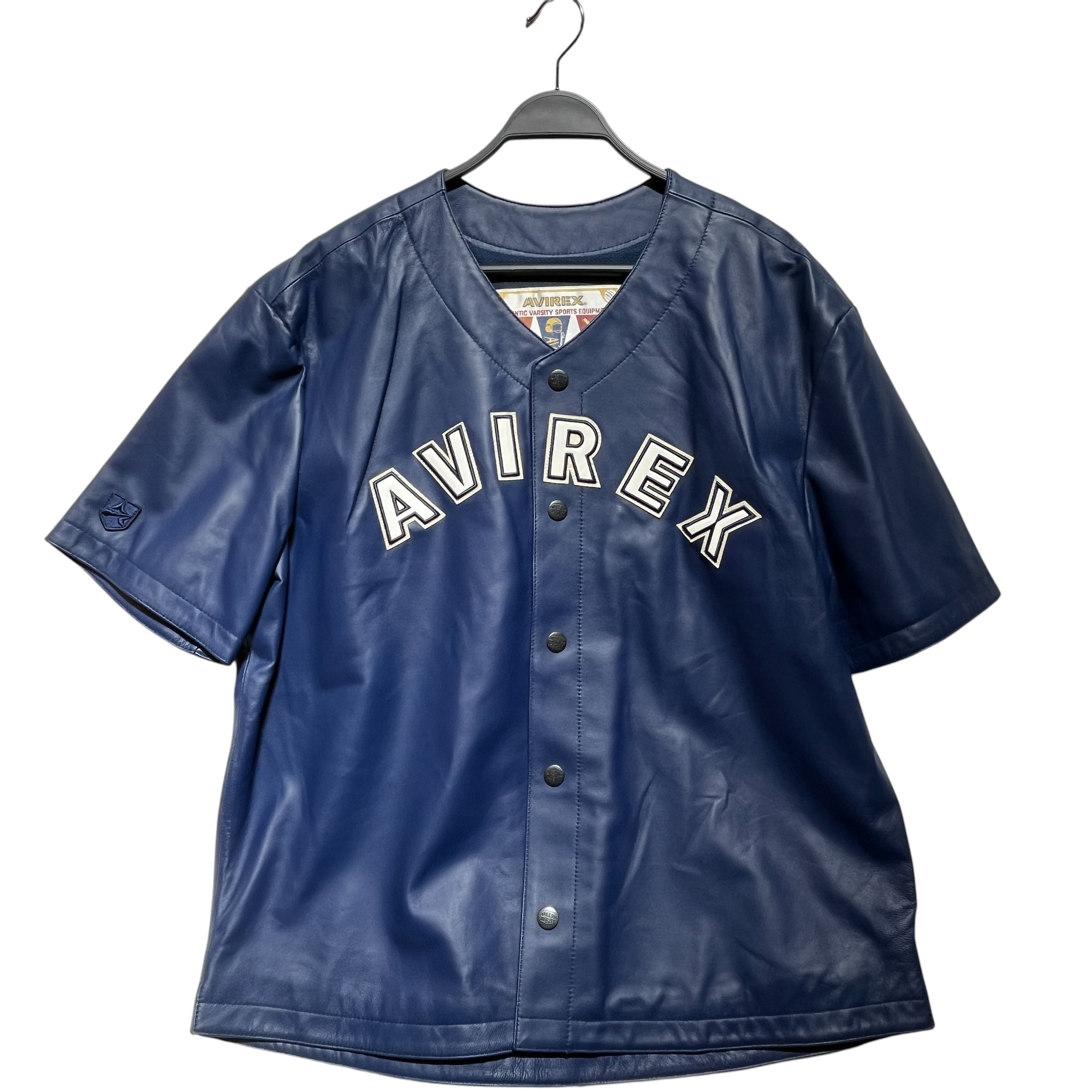 AVIREX/SS Shirt/L/Leather/NVY/jersey view 1