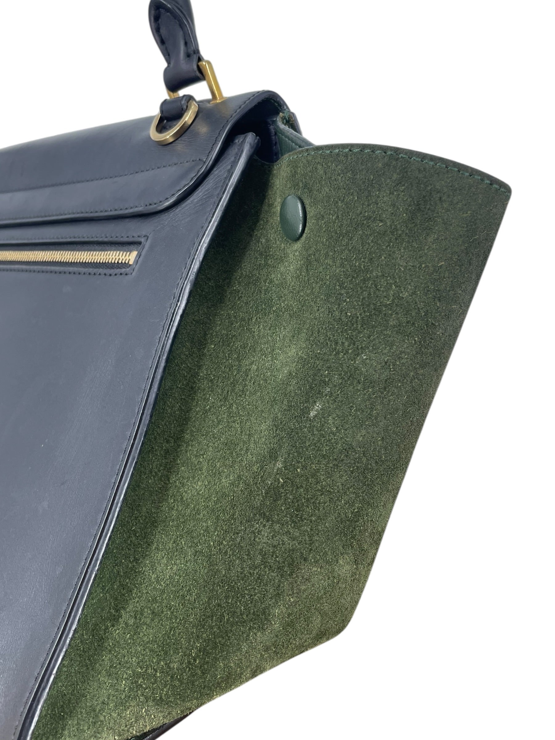 CELINE/Bag/Leather/GRN/TRAPEZE BAG GREEN SUEDE LINING view 9