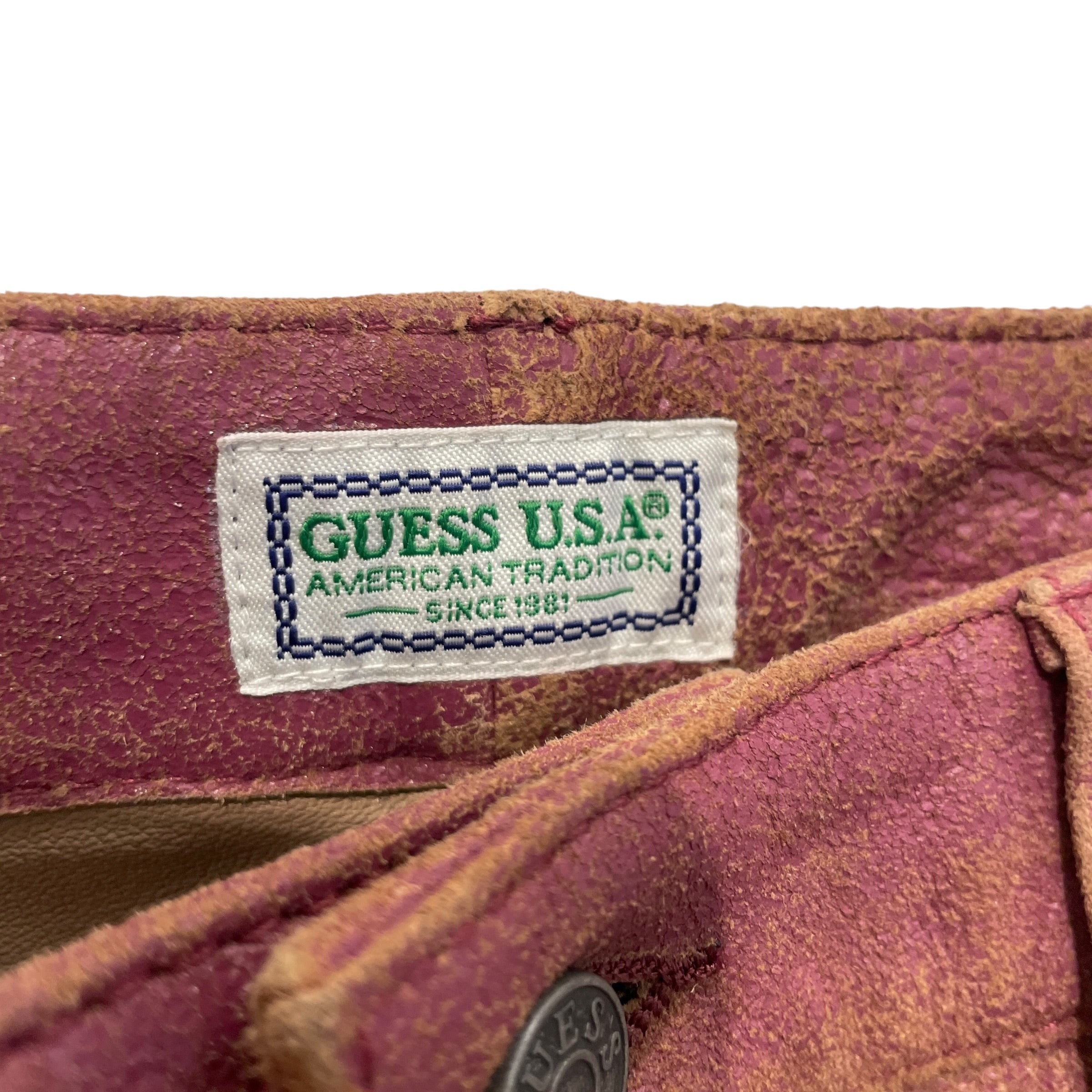 GUESS/Shorts/34/Leather/PNK/All Over Print/ALL OVER CRACLKED PAINT view 3