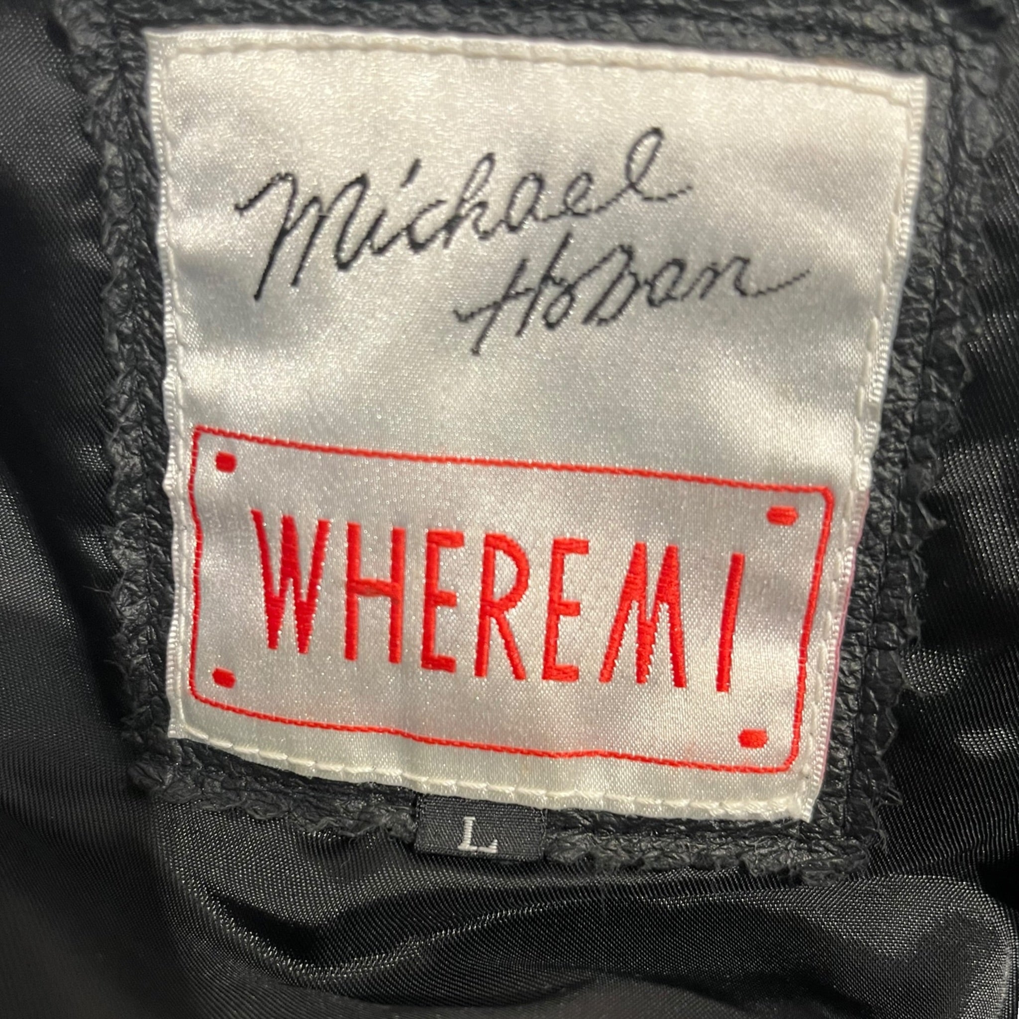 MICHAEL HOBAN/Leather Jkt/L/Leather/BLK/Single Breasted/Graphic/AMERICAN FLAG ON BACK view 3