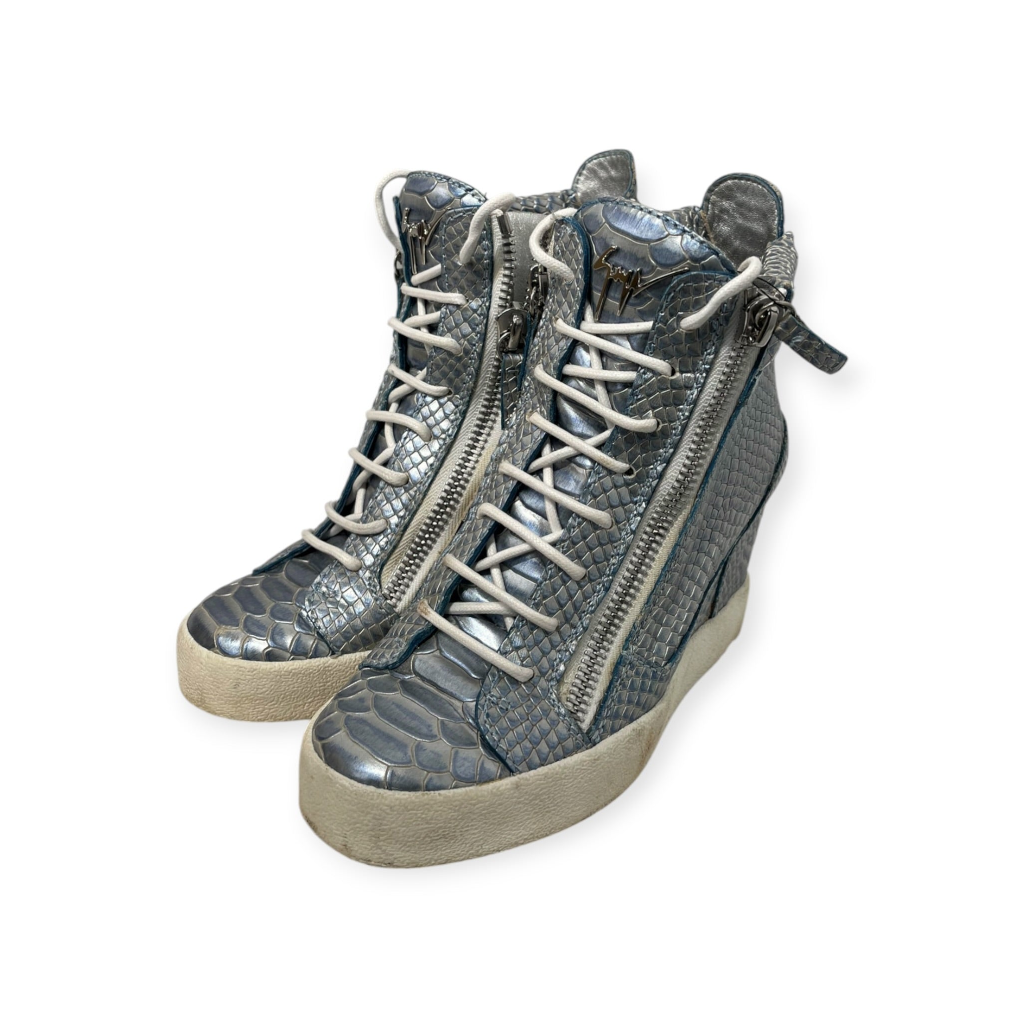 Giuseppe Zanotti/Heels/EU 36.5/Leather/BLU/PYTHON WEDGE SNEAKER ZIPPER view 1