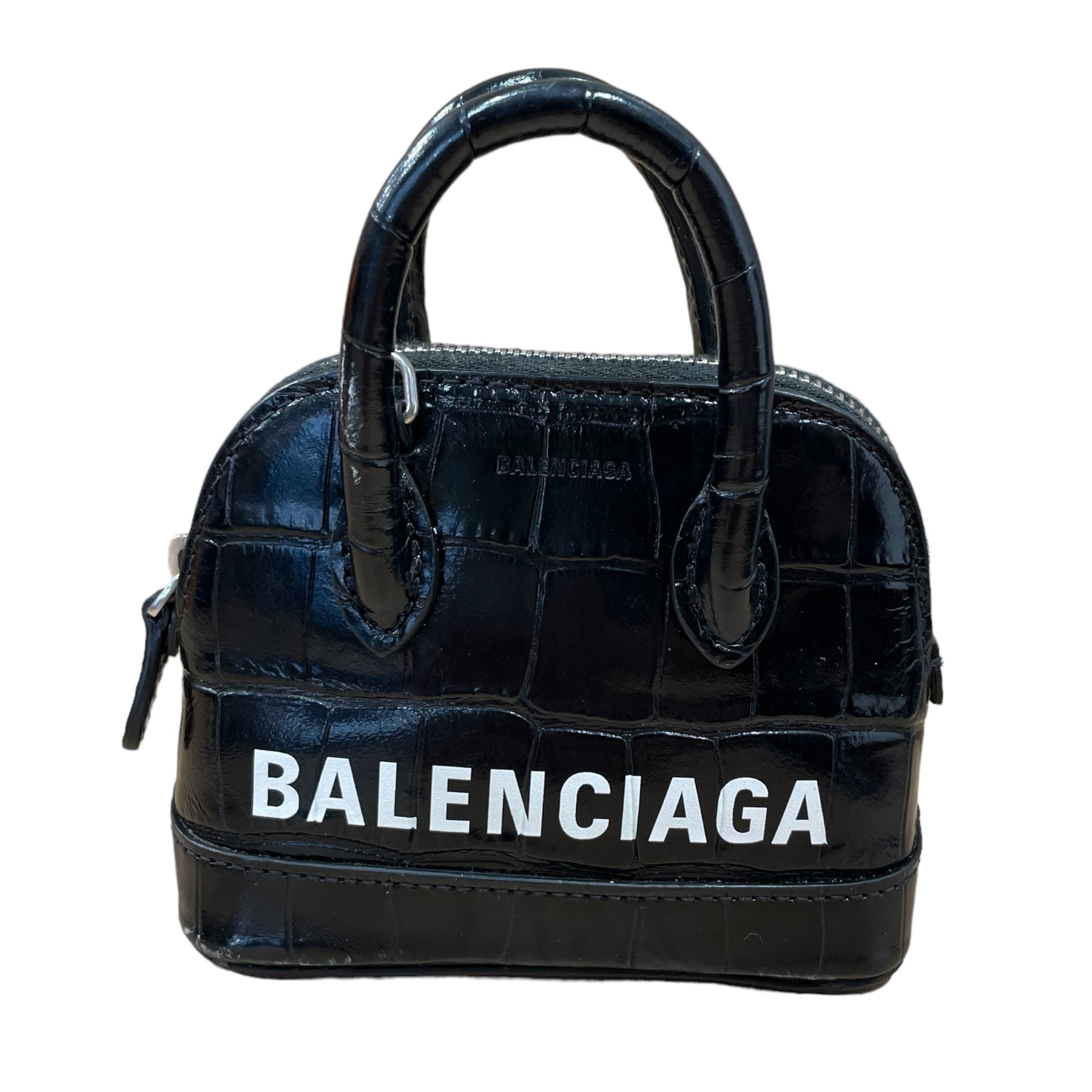 BALENCIAGA/Cross Body Bag/Animal Pattern/Leather/BLK/MINI REPTILE CROS ...