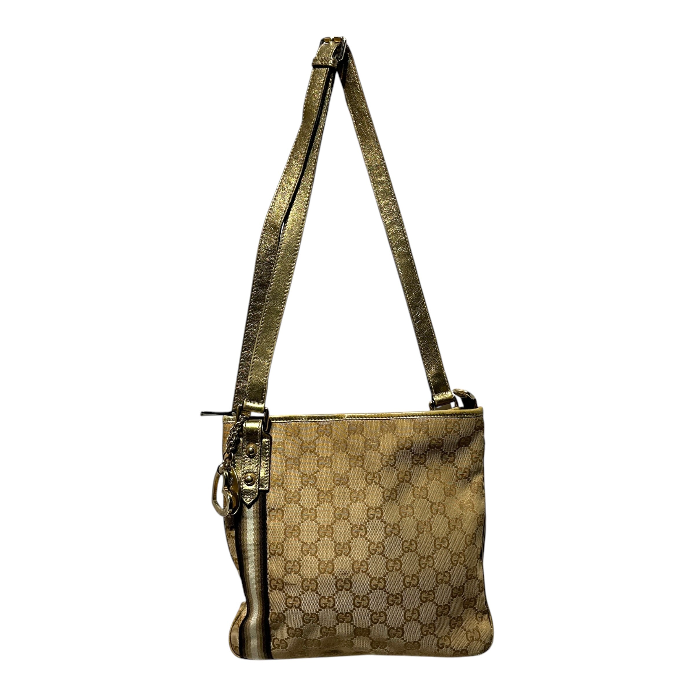 GUCCI/Cross Body Bag/Monogram/Cotton/KHK/HEART CHARM view 1
