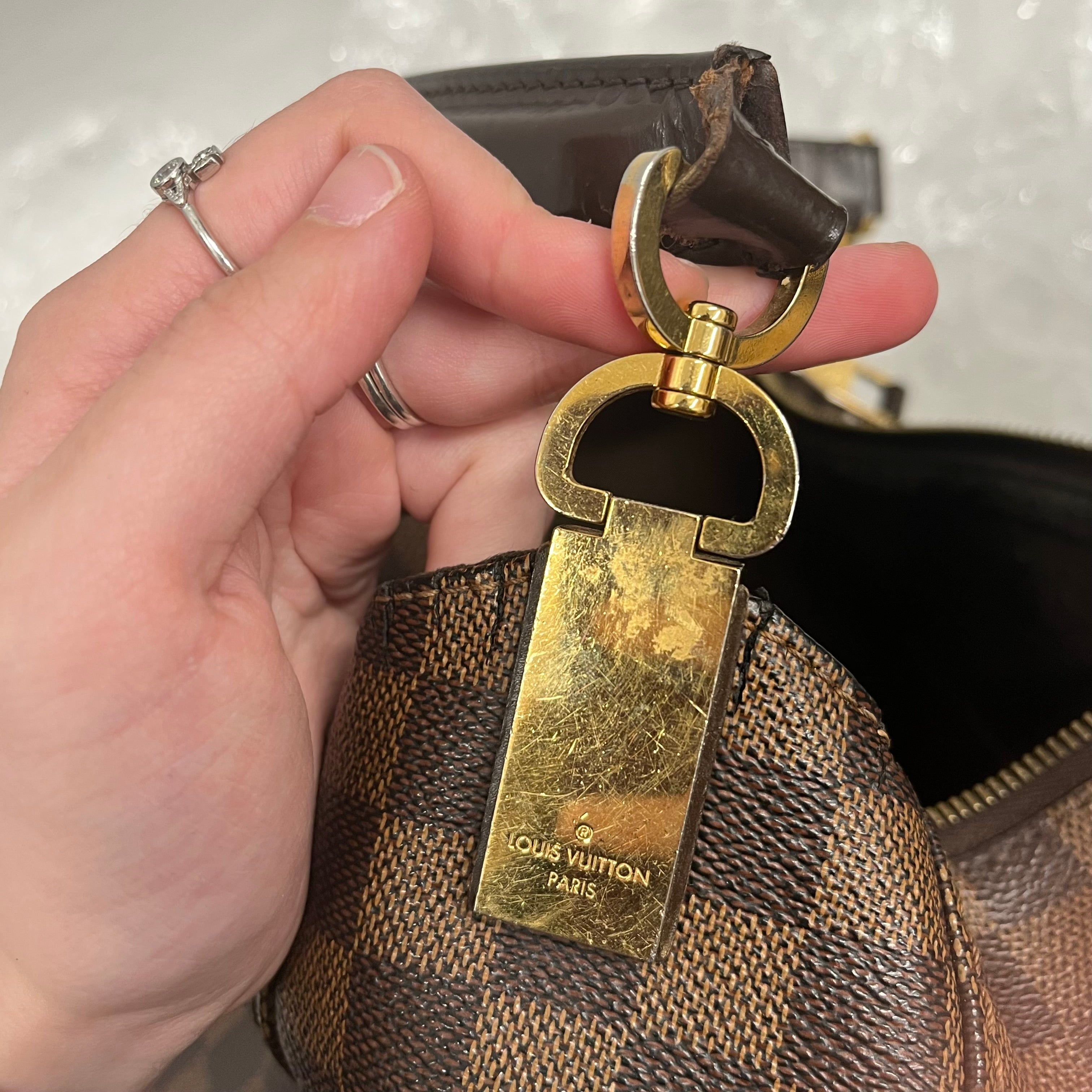LOUIS VUITTON/Hand Bag/Plaid/Leather/BRW/Damier Ebene Portobello view 7