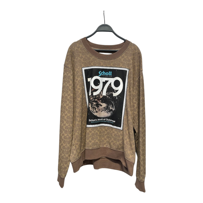 COACH/Schott/Sweatshirt/L/Monogram/Cotton/CML/1979 WORLD OF OUTERWEAR CREWNK