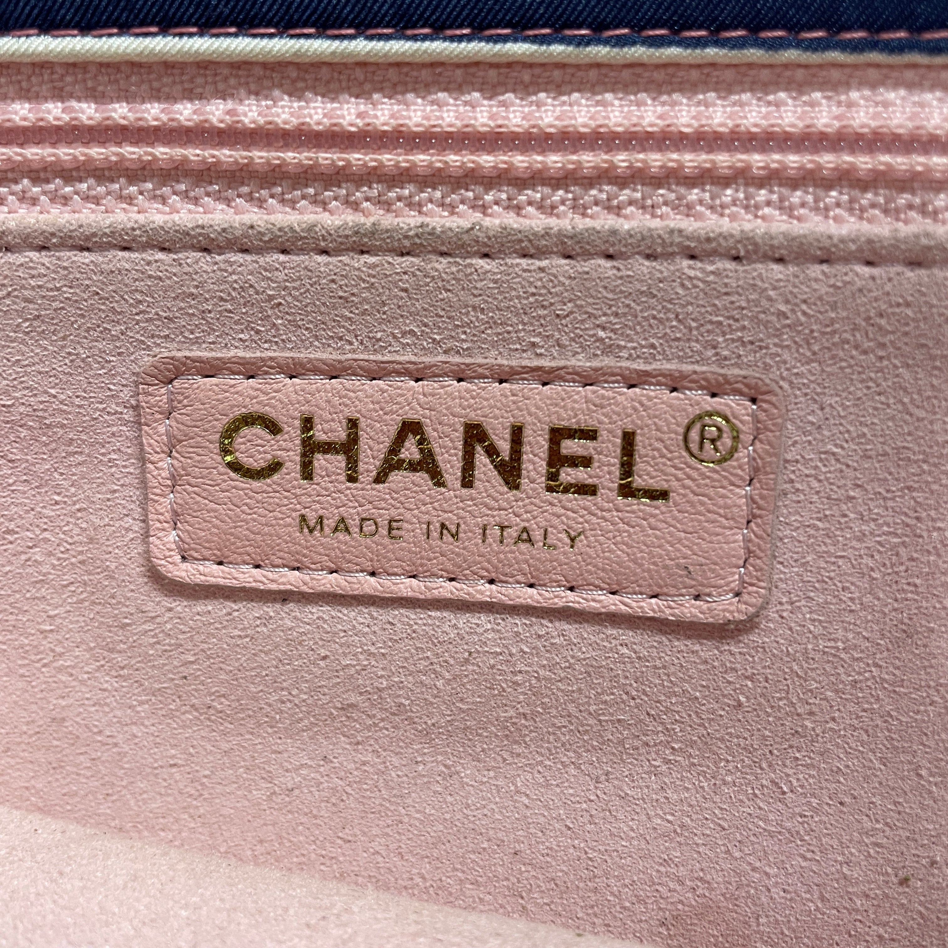 CHANEL/Cross Body Bag/Border/Cotton/PNK/White Border Blue n Pink view 7