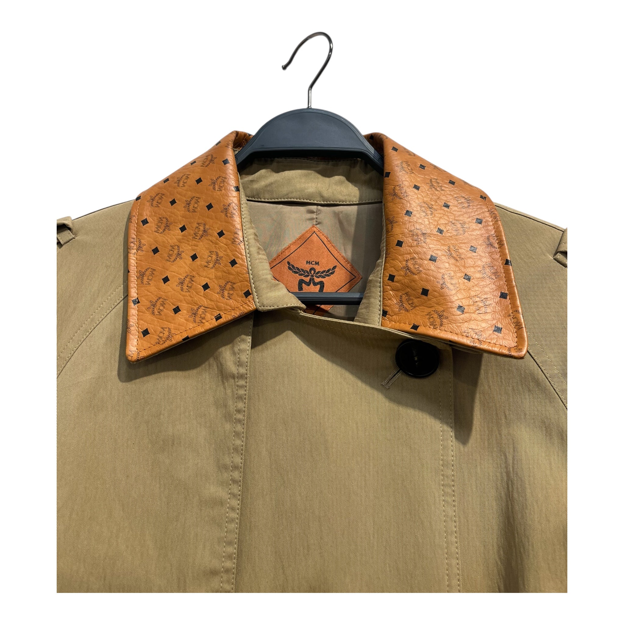 MCM/Trench Coat/42/Cotton/KHK/Double Breasted/MONOGRAM COLLAR- view 3