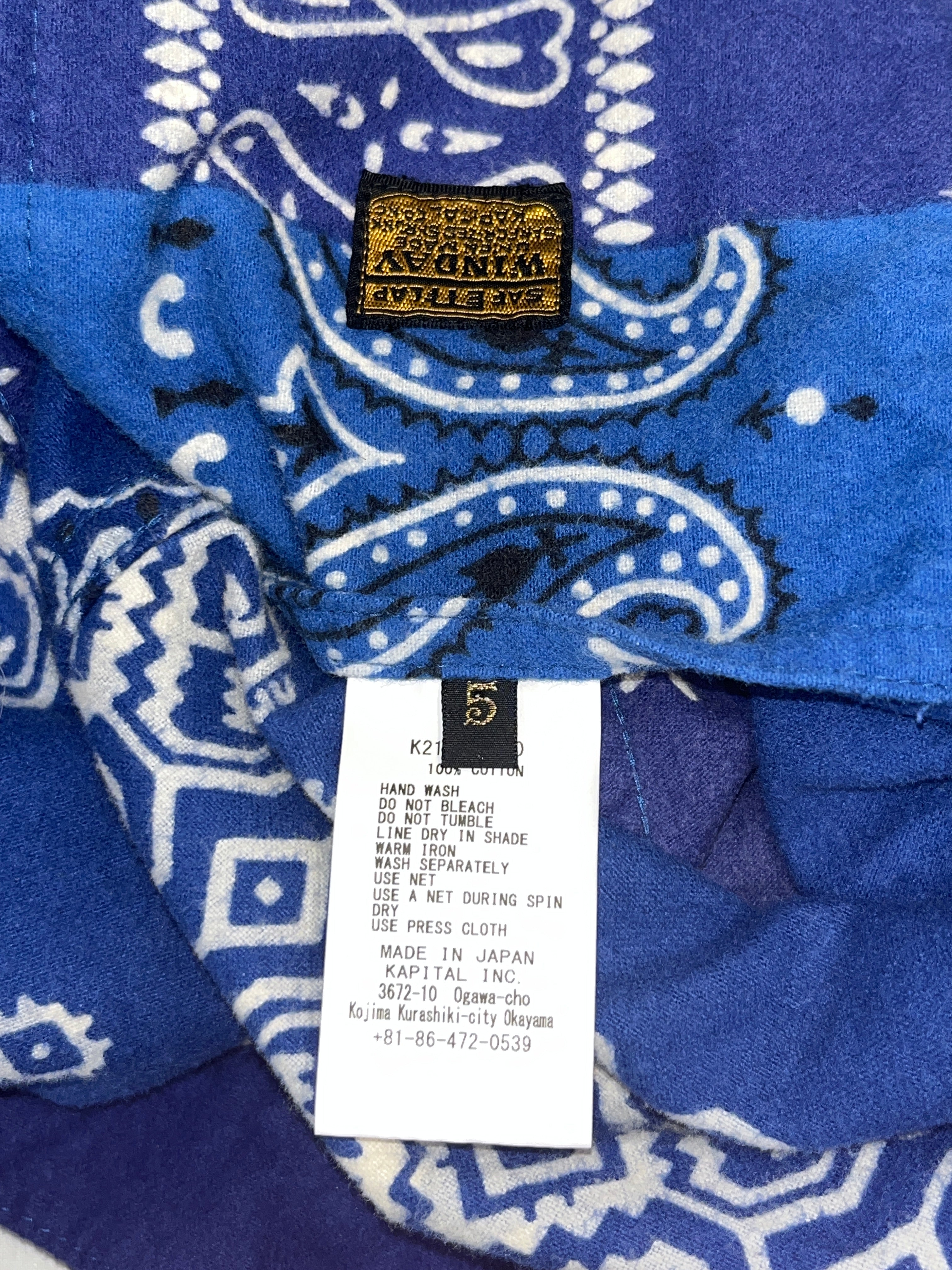 KAPITAL/LS Shirt/5/Cotton/BLU/All Over Print/REVERSIBLE BANDANA view 3