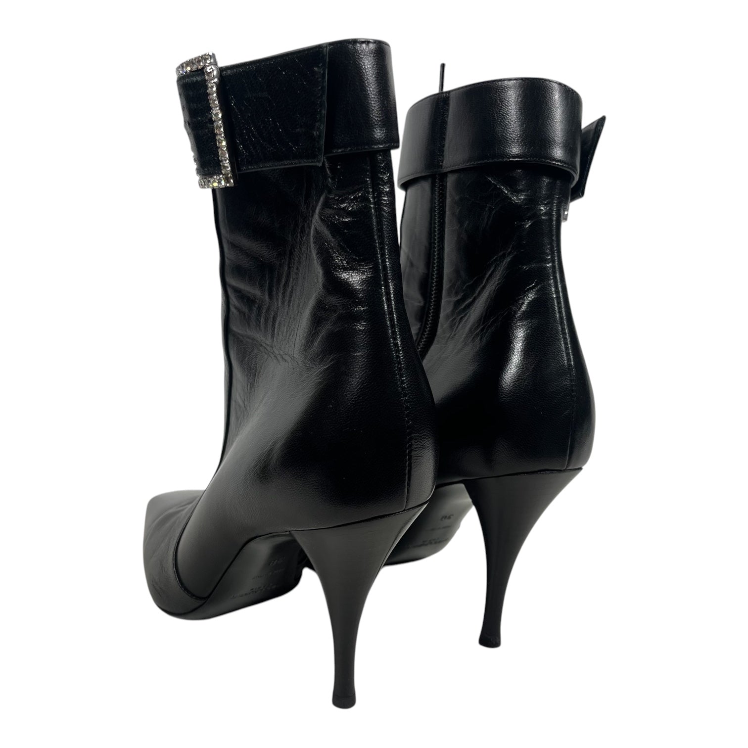 SAINT LAURENT/Ankle Boots/EU 38/BLK/cystal buckle ankle boot view 2