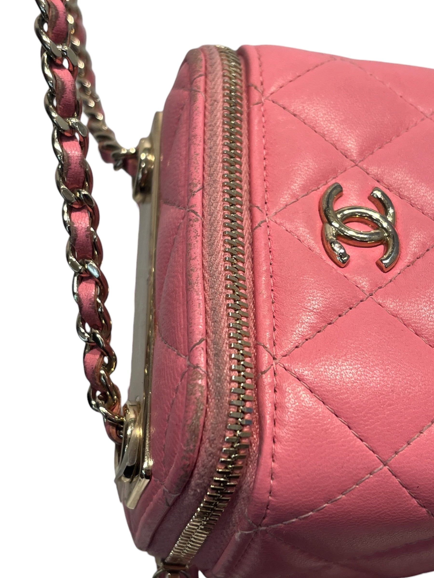 CHANEL/Cross Body Bag/Leather/PNK/QUILTED MINI VANITY CASE view 7