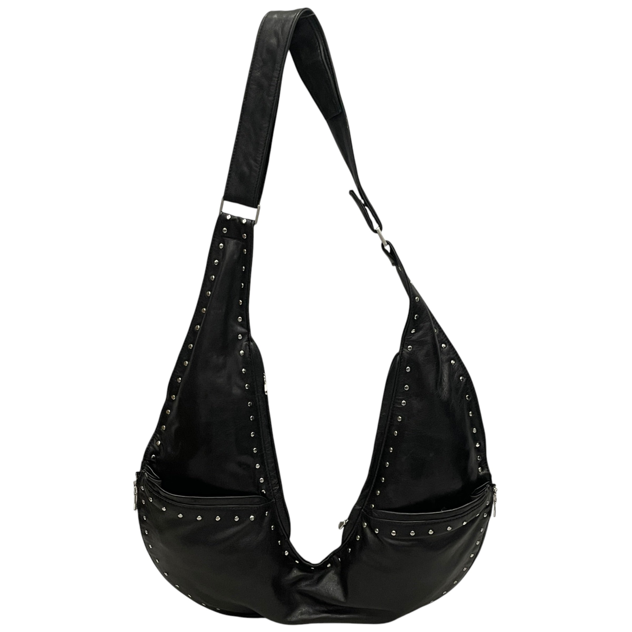 SASH/Cross Body Bag/Leather/BLK/STUDDED SADDLE BAG view 2