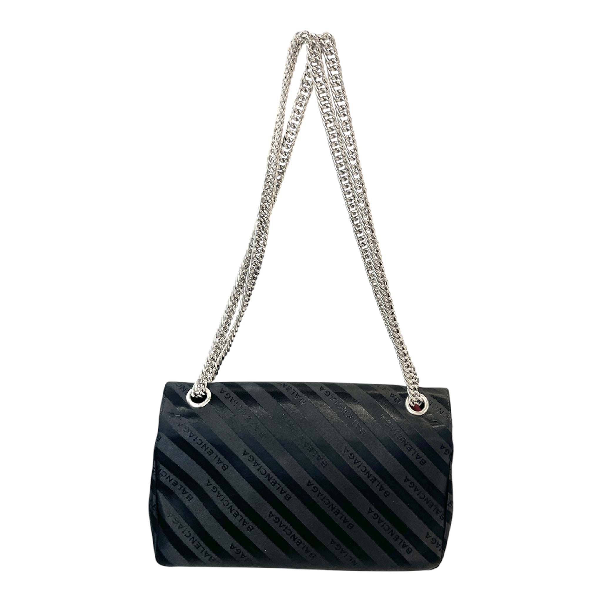 BALENCIAGA/Cross Body Bag/Acrylic/BLK/LOCK ROUND SCARF CLOTH HANDBAG view 2