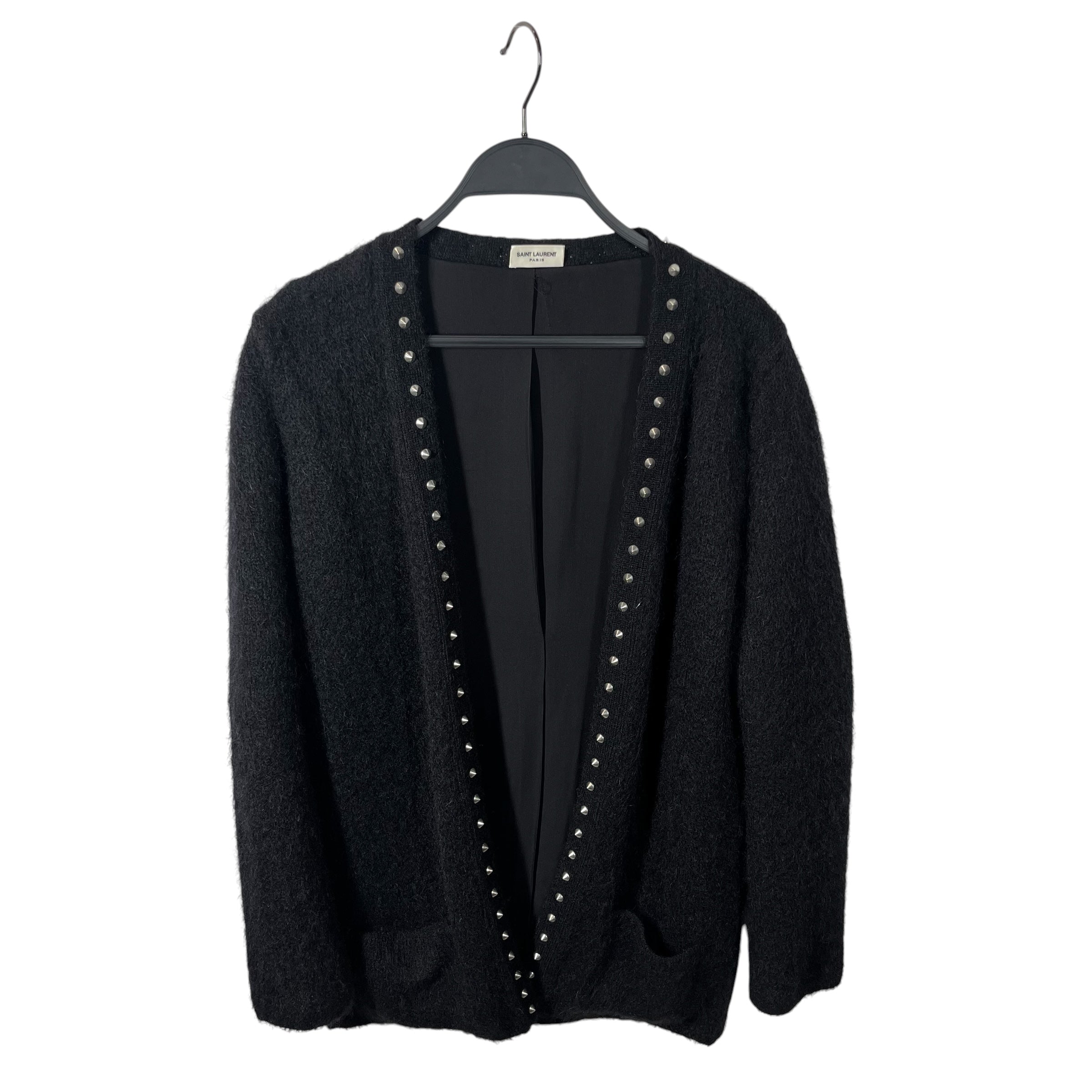 SAINT LAURENT/Cardigan/XS/Wool/BLK/STUDDED WOOL CARDIGAN view 1
