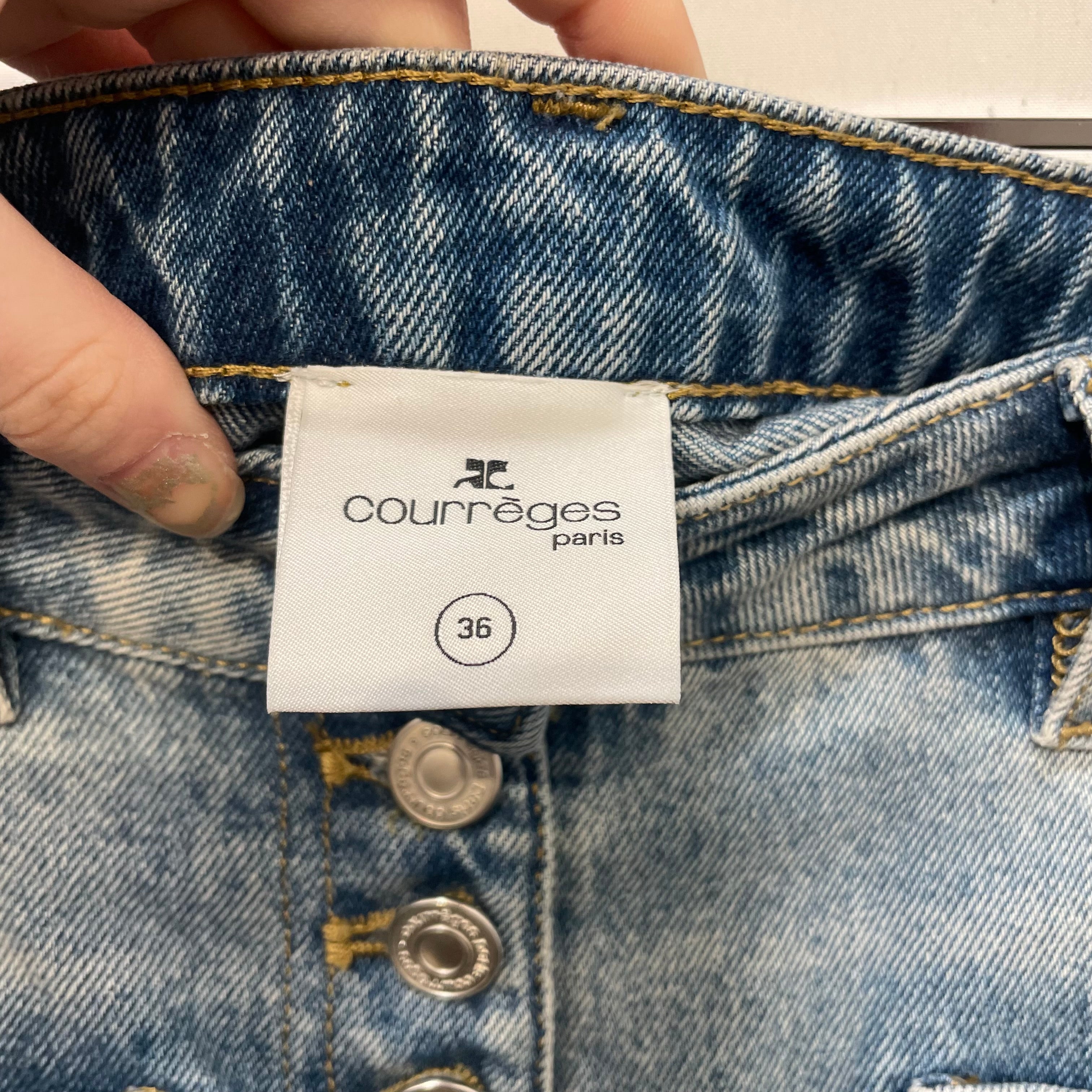 COURREGES/Wide Leg Pants/26/Denim/BLU/SUPER FLARE BUTTON FLY view 3
