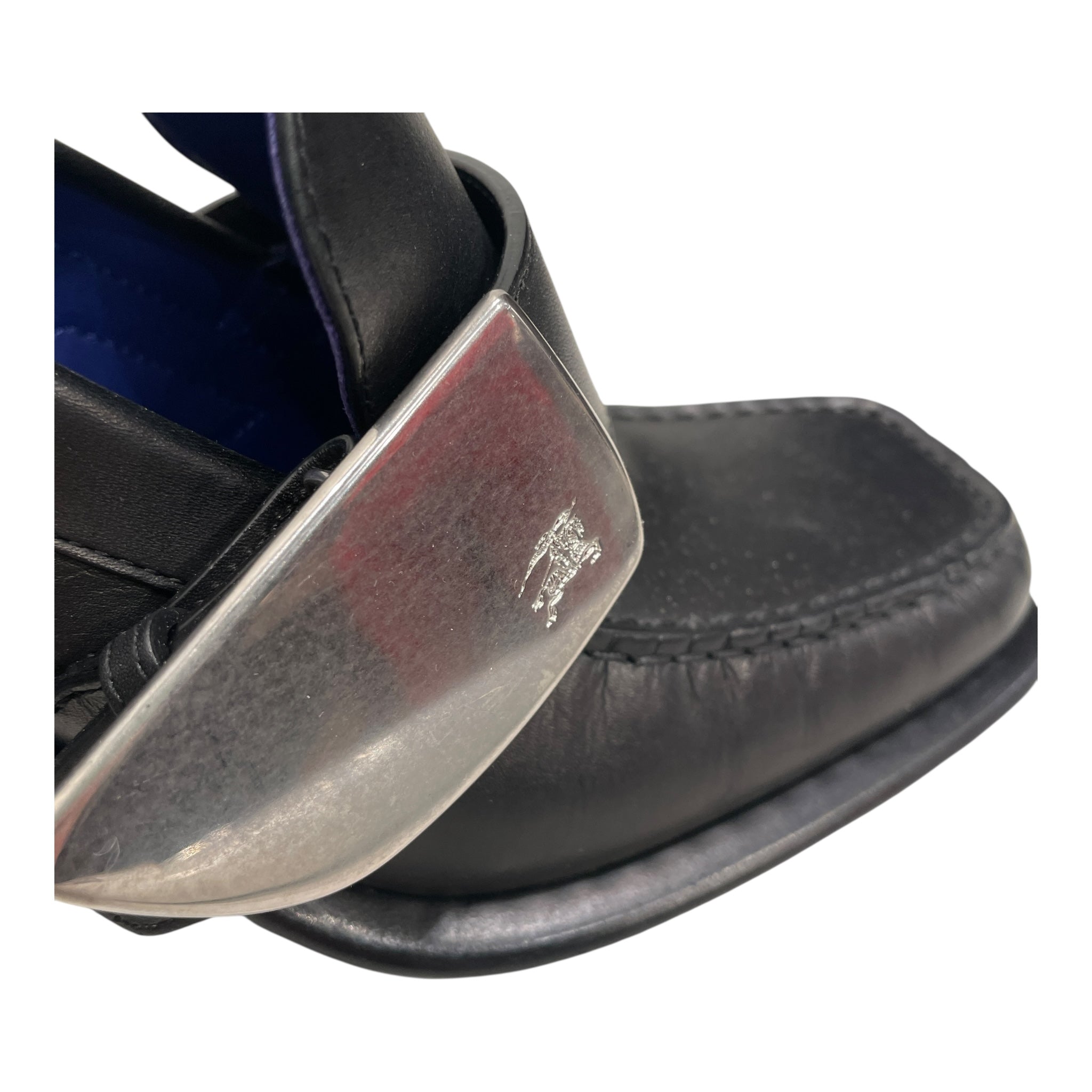BURBERRY/Heels/EU 39/Leather/BLK/BUCKLE STRAP LOAFER HEEL view 5