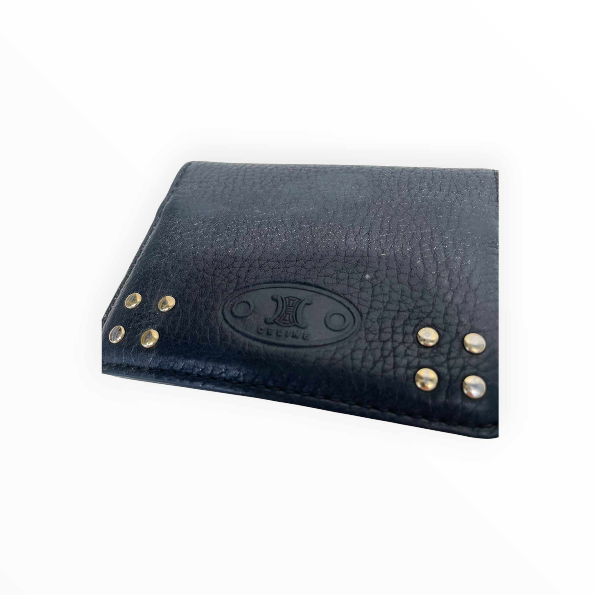 CELINE/Bifold Wallet/Leather/BLK/L's/studded wallet view 3