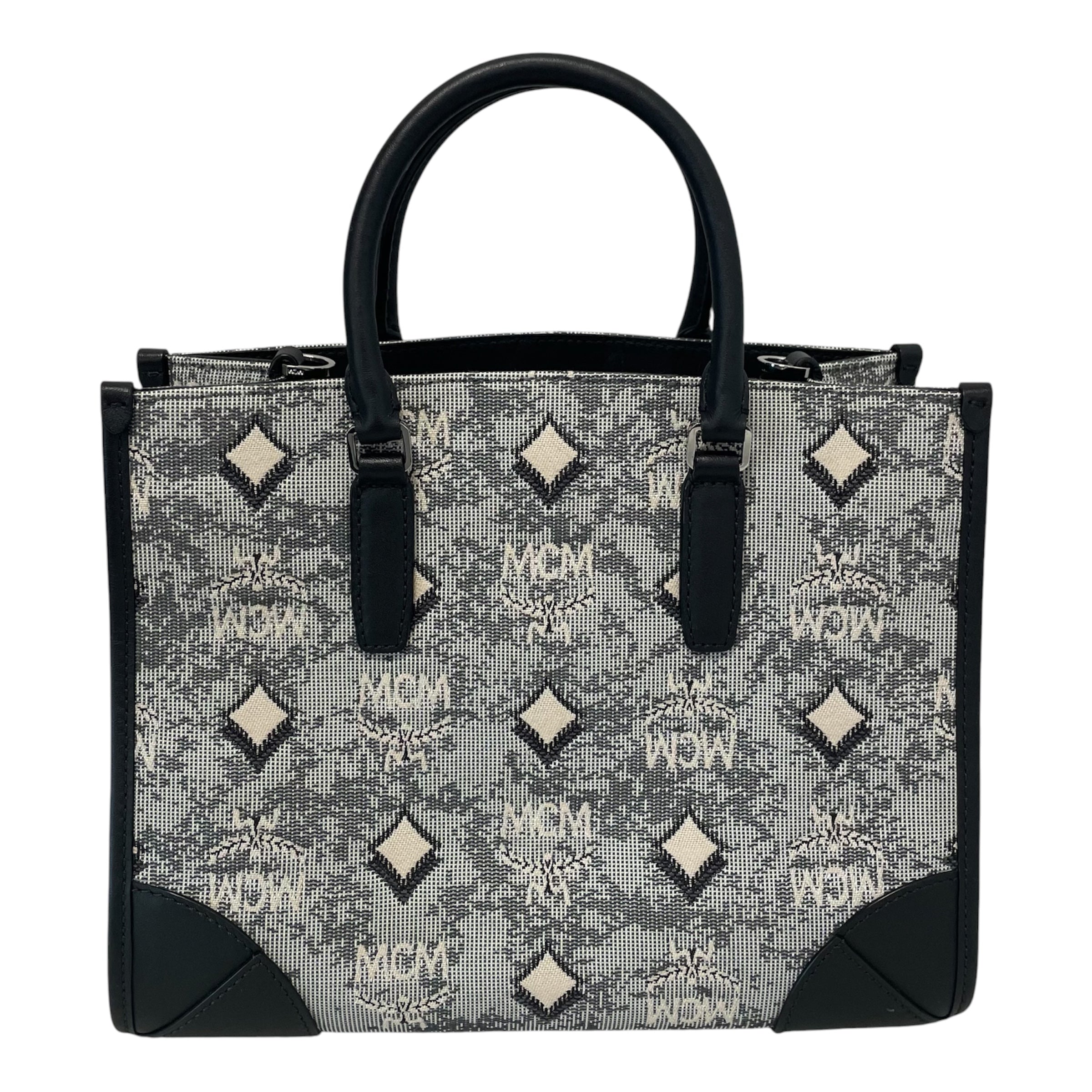 MCM/Bag/Monogram/Leather/BLK/MCM vintage jacquard small tot view 2