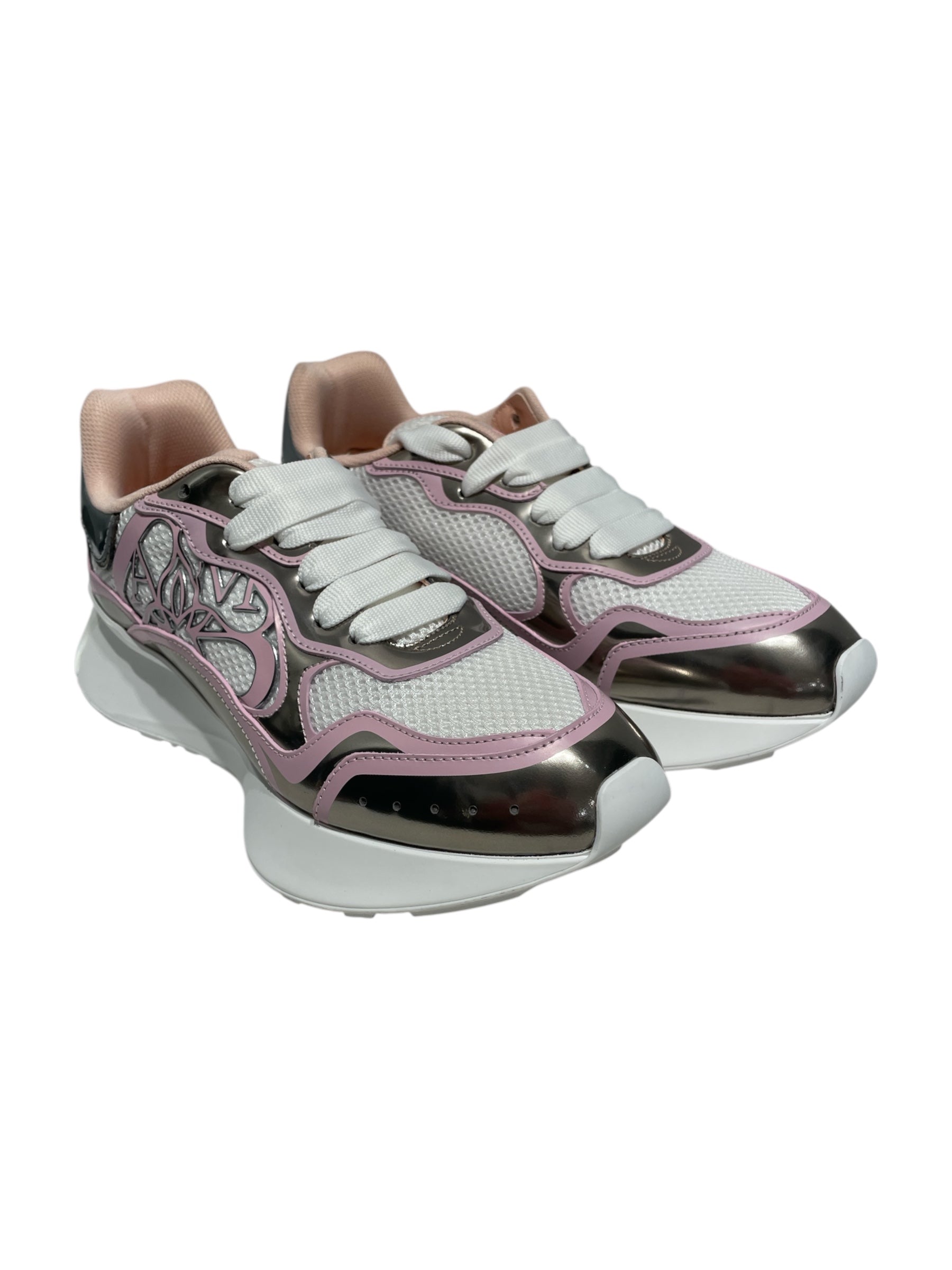 Alexander McQueen/Low-Sneakers/EU 40/PNK/silver mesh trainer view 1
