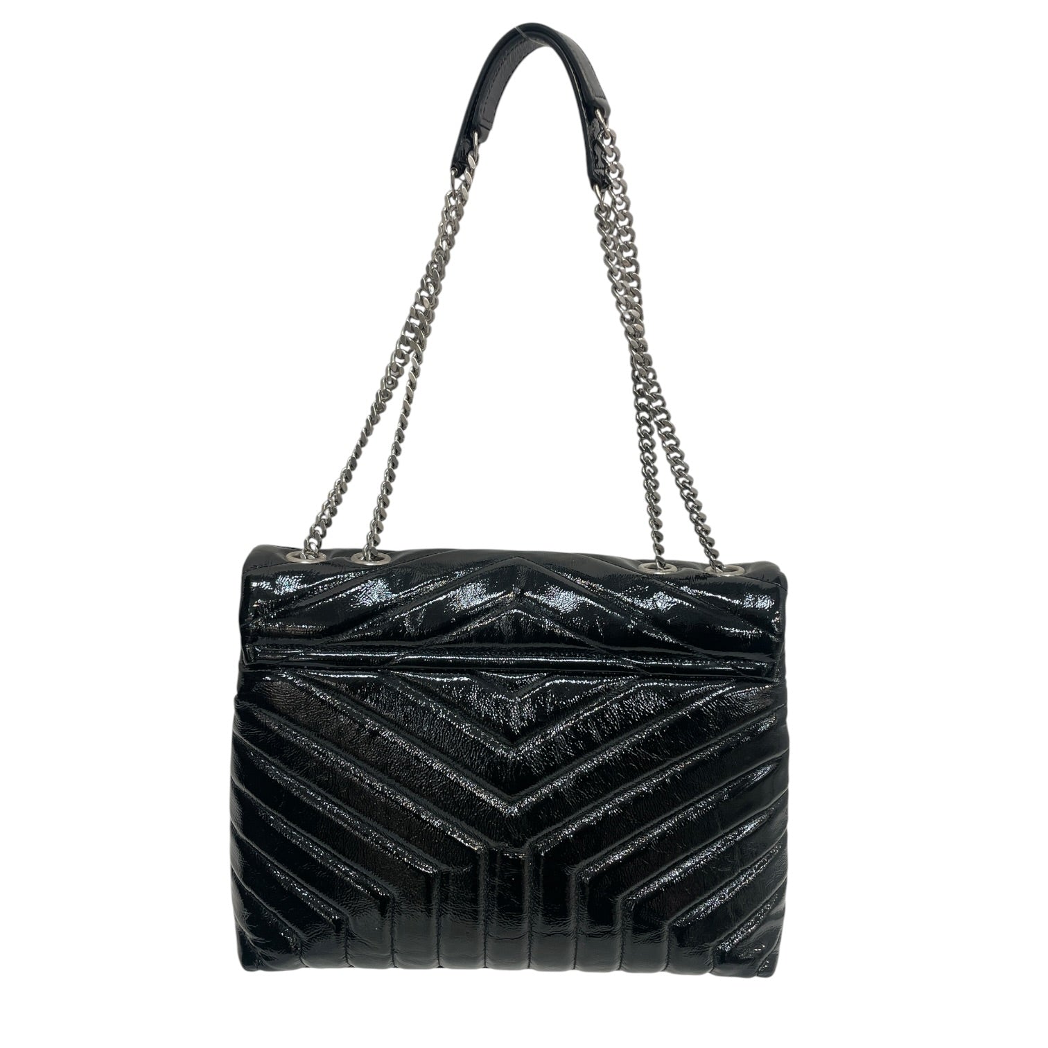 SAINT LAURENT/Hand Bag/Leather/BLK/loulou patent silver hardware view 2