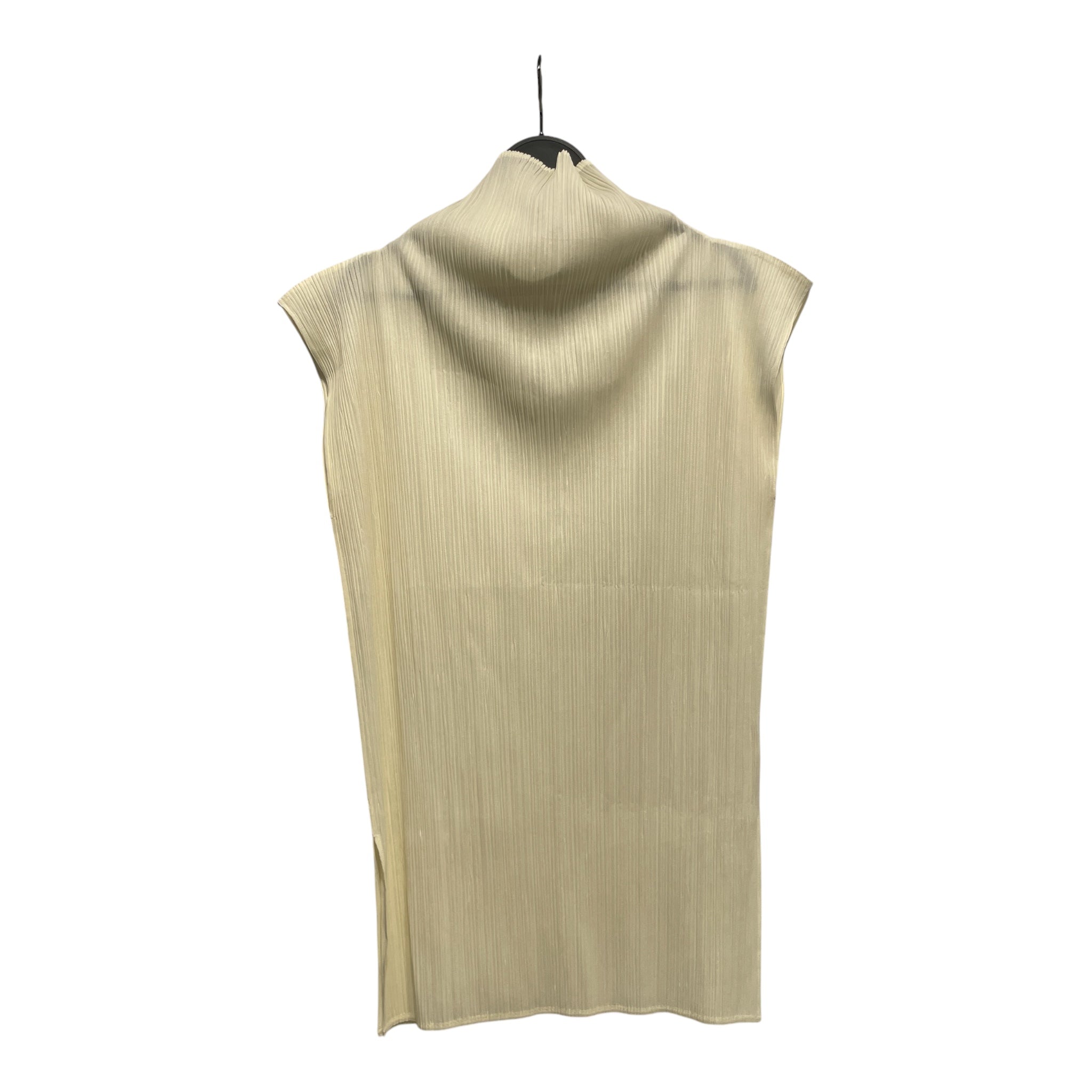ISSEY MIYAKE/SL Dress/M/Acrylic/BEG/pleated high neck view 1