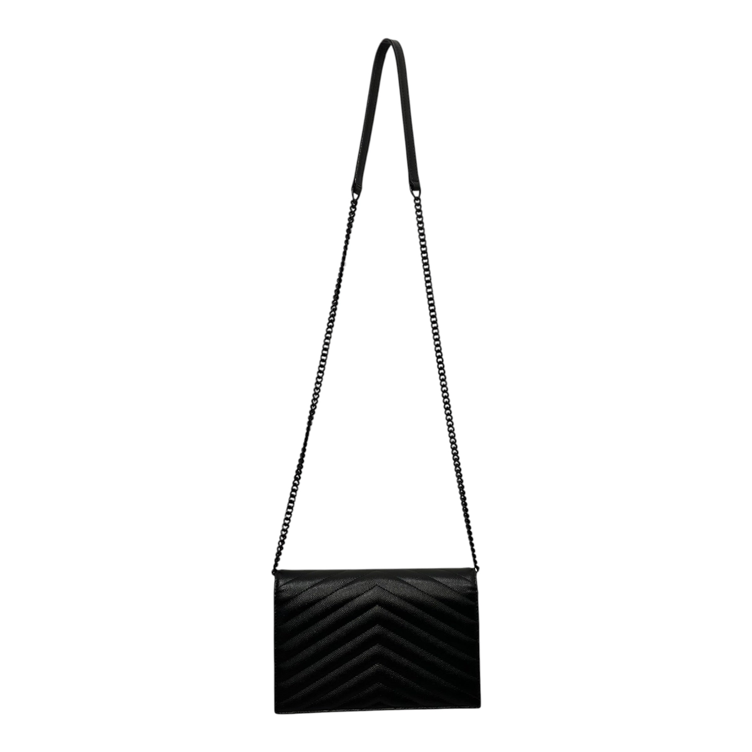 YVES SAINT LAURENT/Cross Body Bag/Leather/BLK/CASSANDRE MATELASSE ENVELOPE view 8
