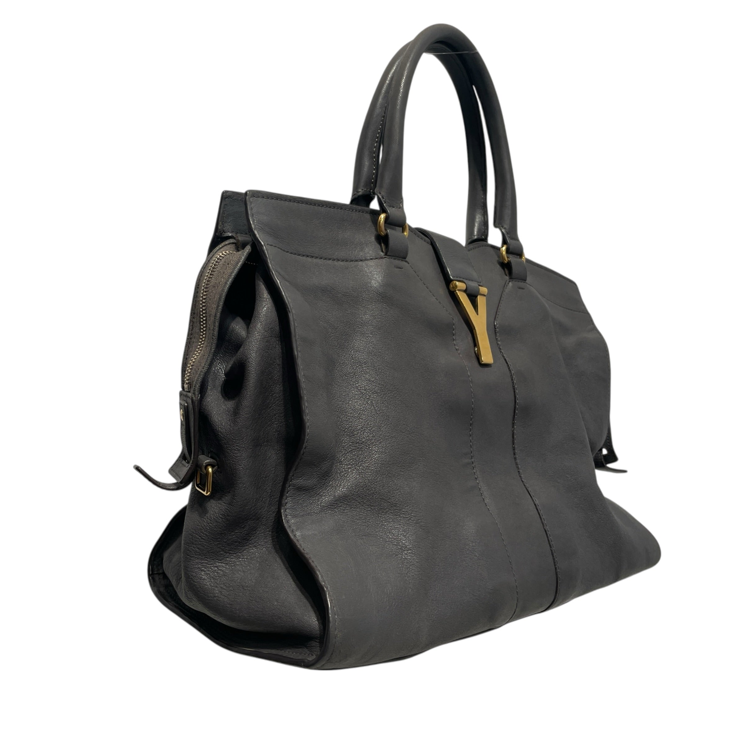 YVES SAINT LAURENT/Hand Bag/Leather/GRY/Cabas Chyc Tote Leather Bag view 2
