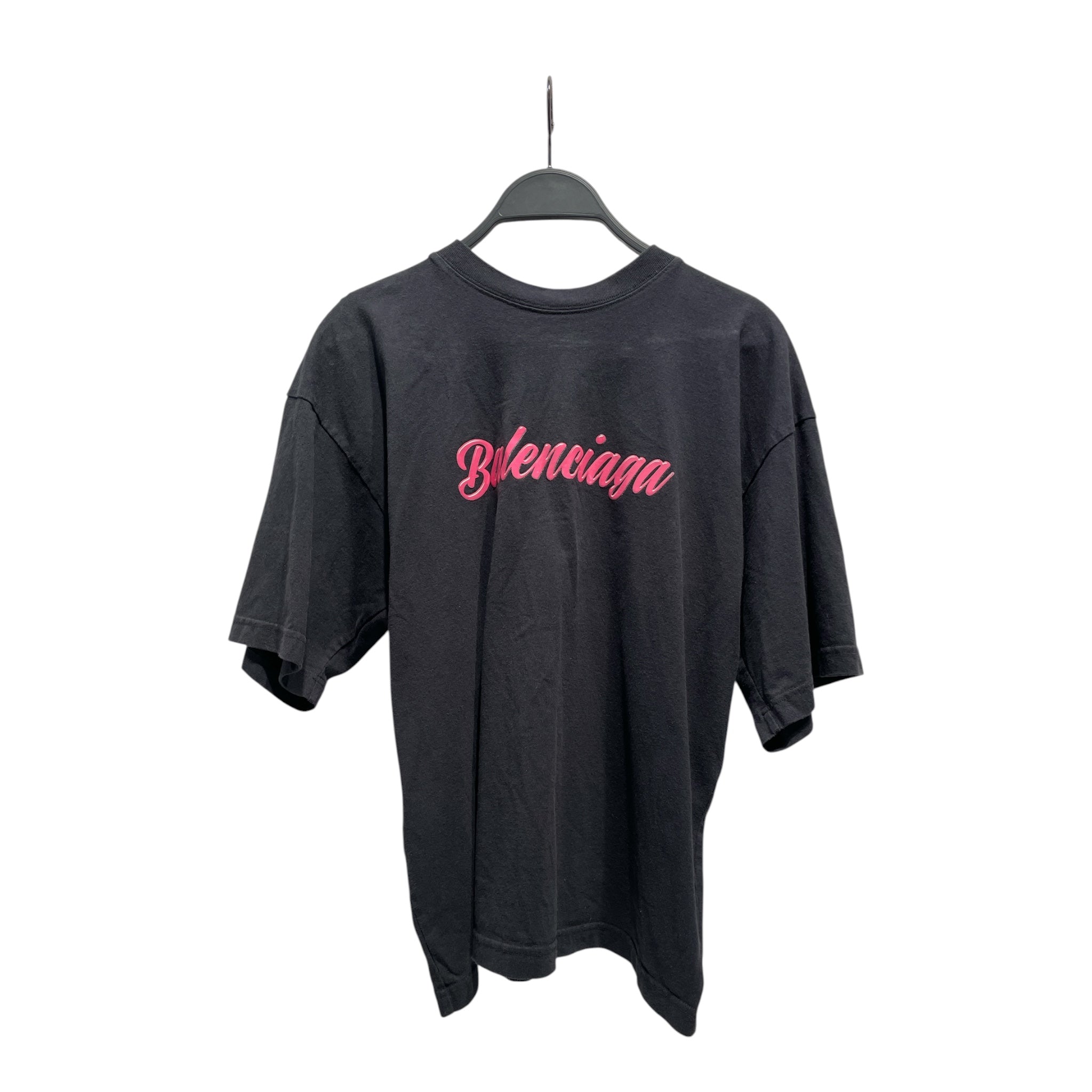 BALENCIAGA/T-Shirt/S/Graphic/Cotton/BLK/Pink Balenci logo view 1